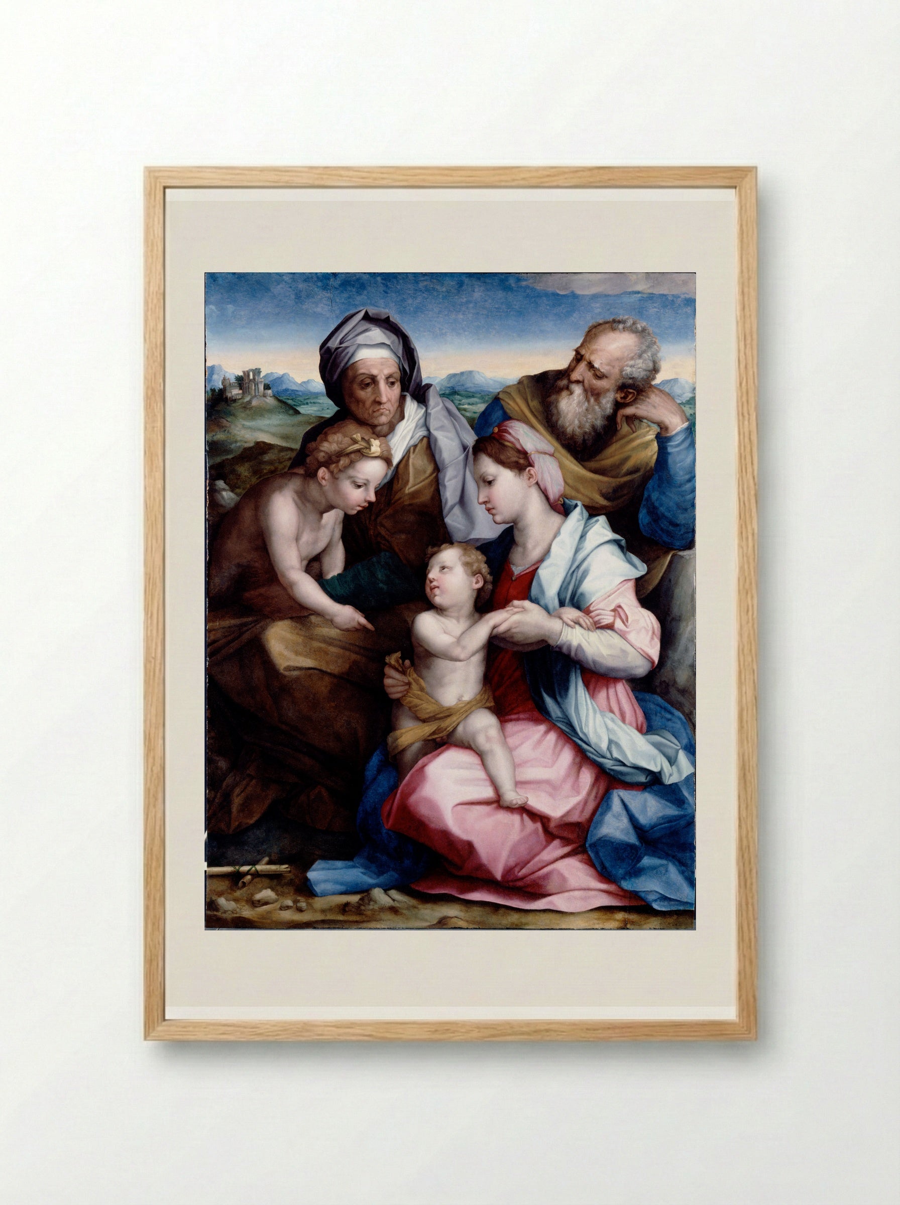 Holy Family with the Infant Saint John the Baptist - Andrea del Sarto - Framed Print Wood
