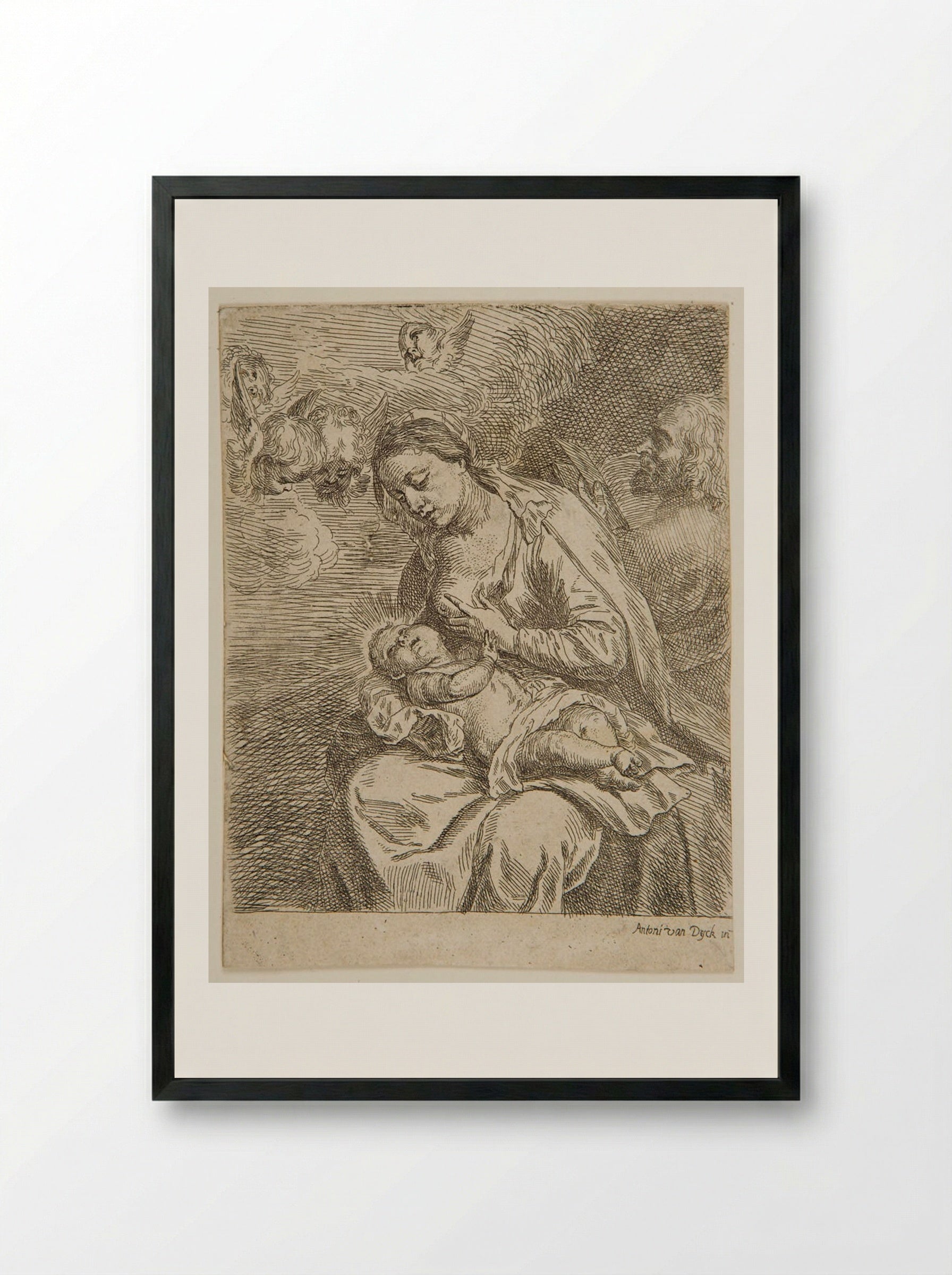 Holy Family - Anthony van Dyck - Framed Print Black