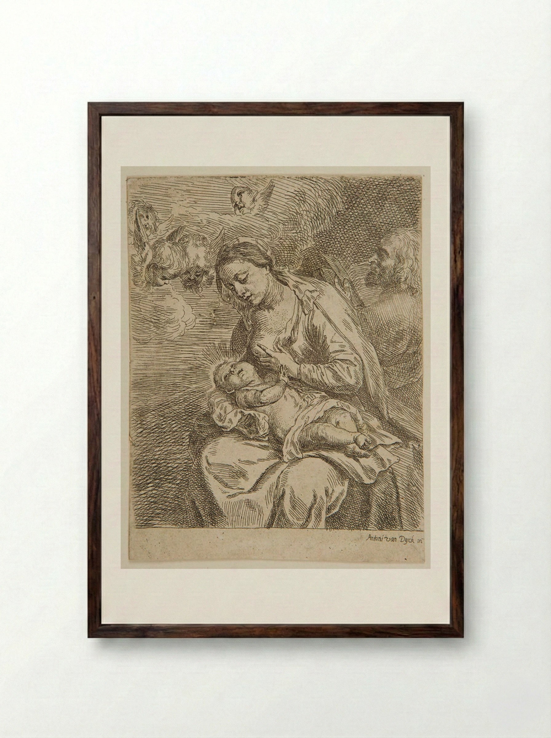 Holy Family - Anthony van Dyck - Framed Print Dark Wood
