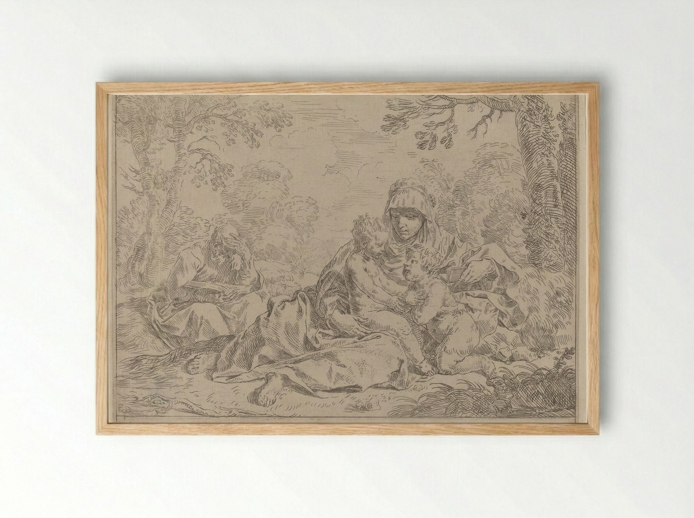 Holy Family - Simone Cantarini - Framed Print Wood