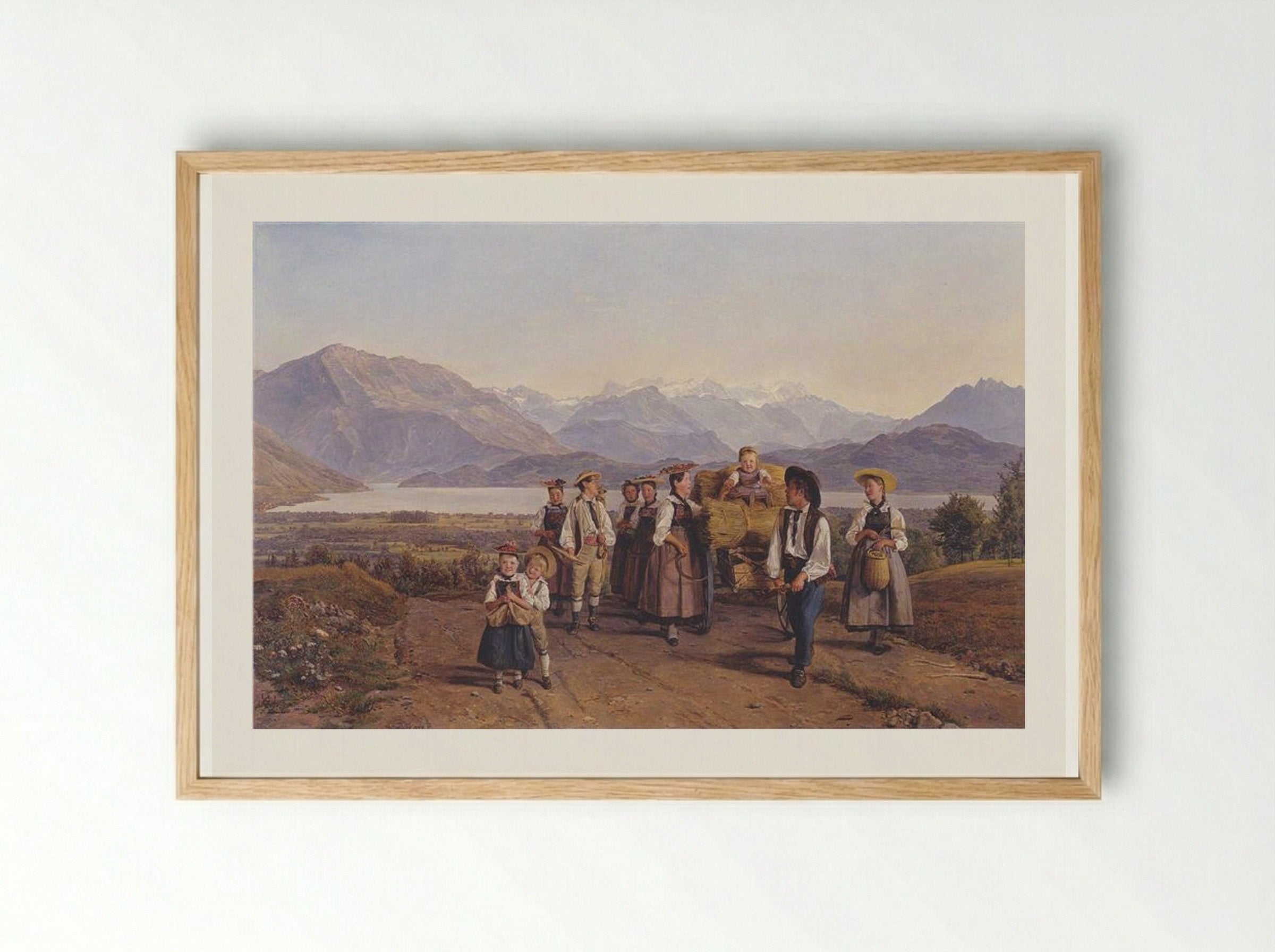 Homecoming from the harvest (On Lake Zug) - Ferdinand Georg Waldmüller - Framed Print Wood