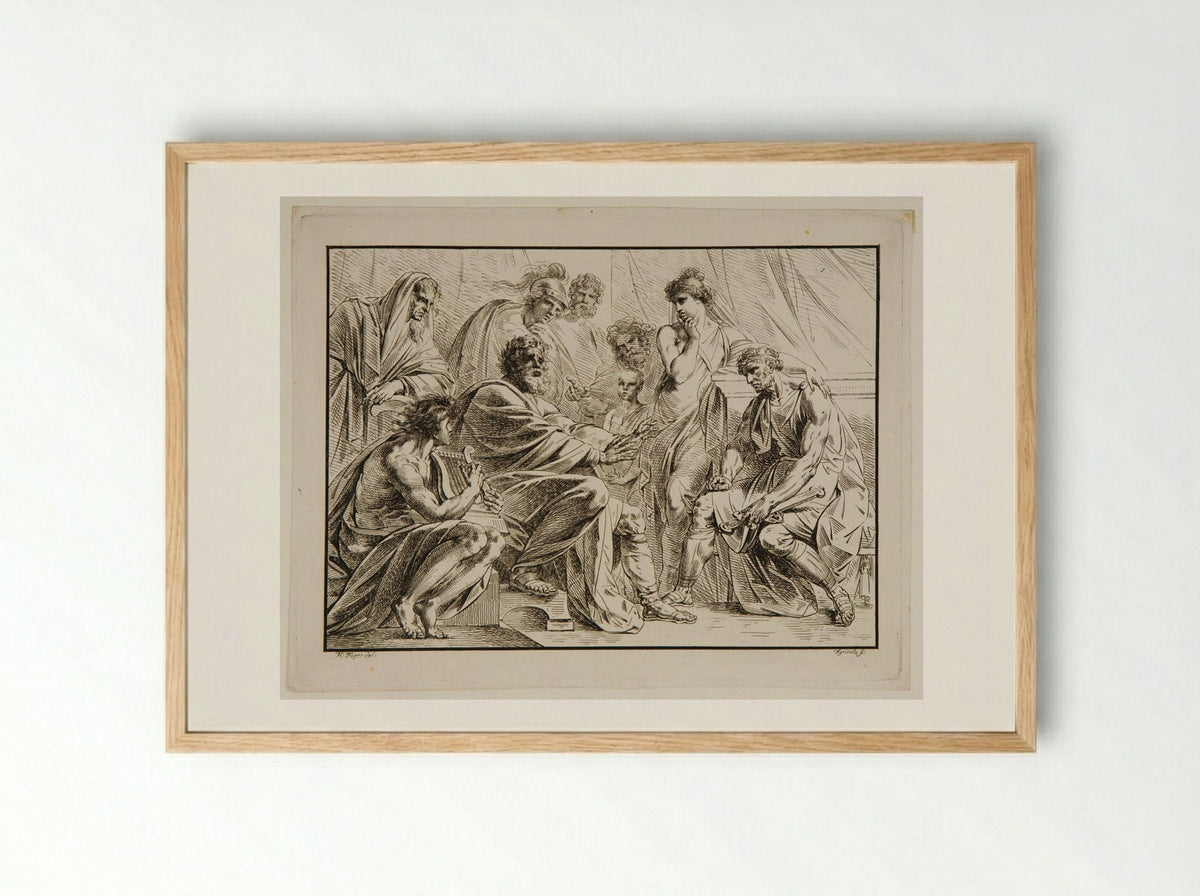 Homer Reciting His Poems to a Circle of Listeners - Carl Joseph Alois Agricola - Framed Print Wood