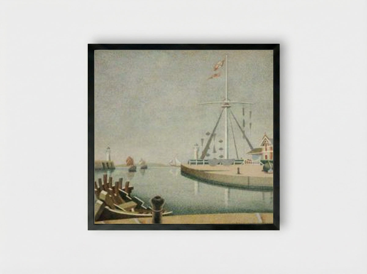 Honfleur, France, Entrance to the Harbour - Edward Wadsworth - Framed Print Black