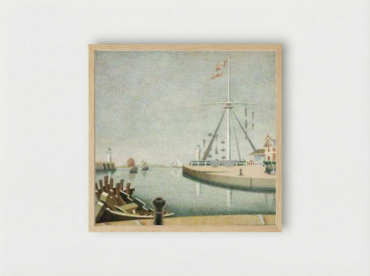 Honfleur, France, Entrance to the Harbour - Edward Wadsworth - Framed Print Wood