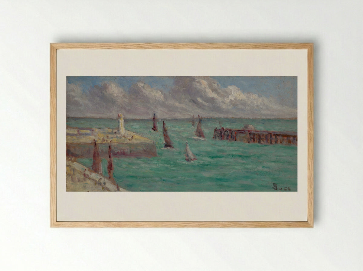 Honfleur, Le Phare Et La Jetée - Maximilien Luce - Framed Print Wood