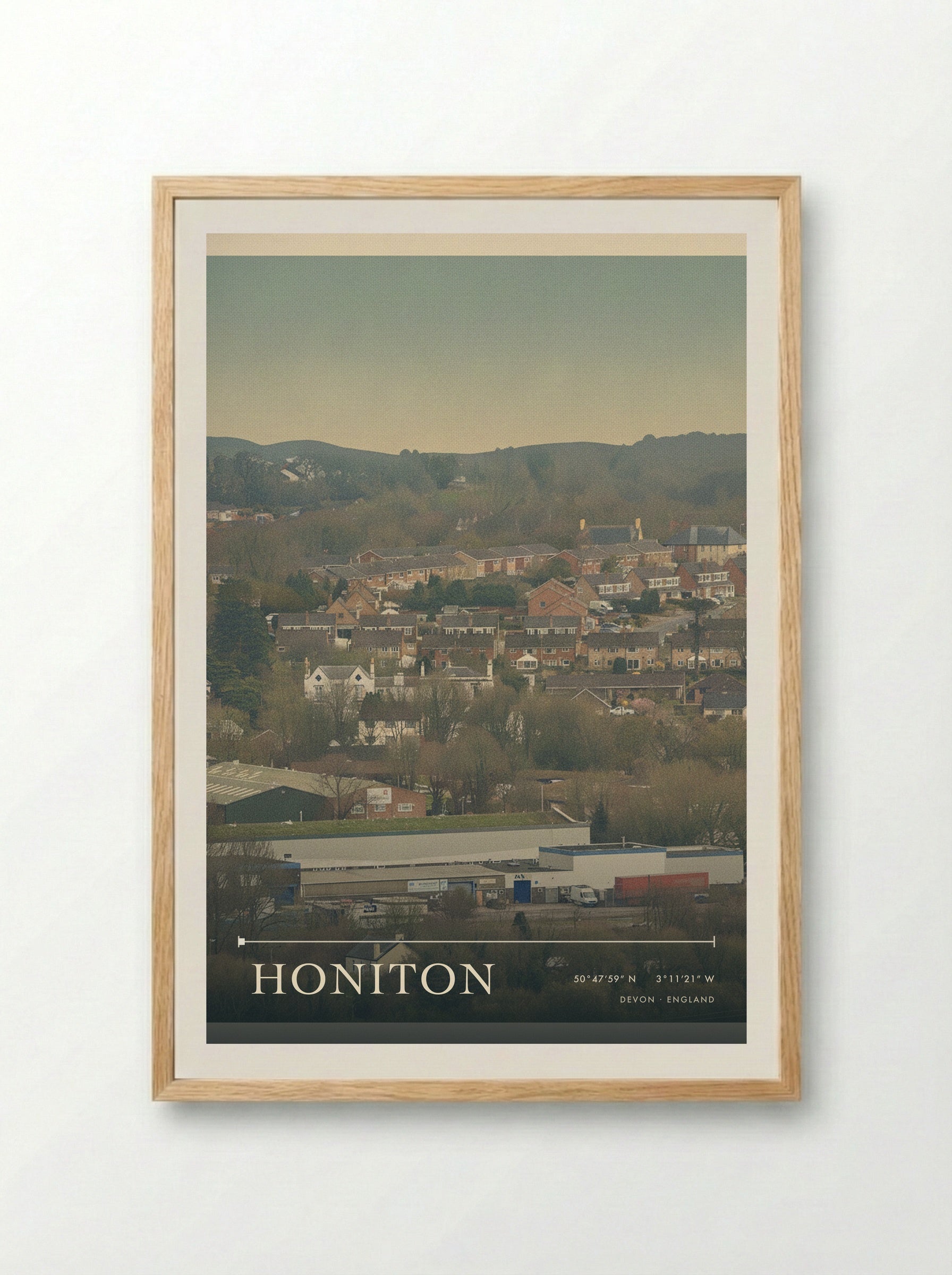 Honiton Devon England Travel Poster - Framed Print Wood