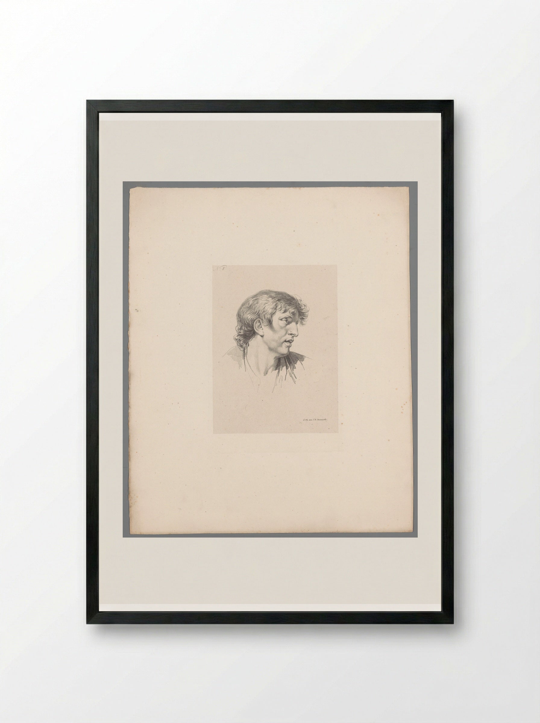 Hoofd van een man (Head of a Man) - Jean Augustin Daiwaille - Framed Print Black