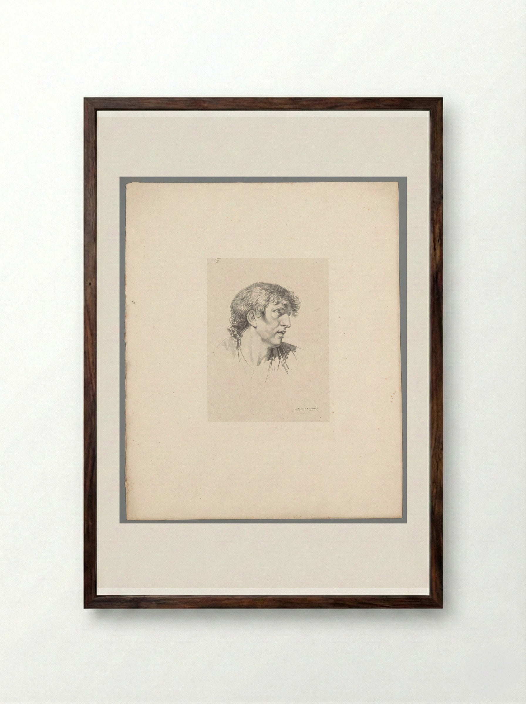 Hoofd van een man (Head of a Man) - Jean Augustin Daiwaille - Framed Print Dark Wood