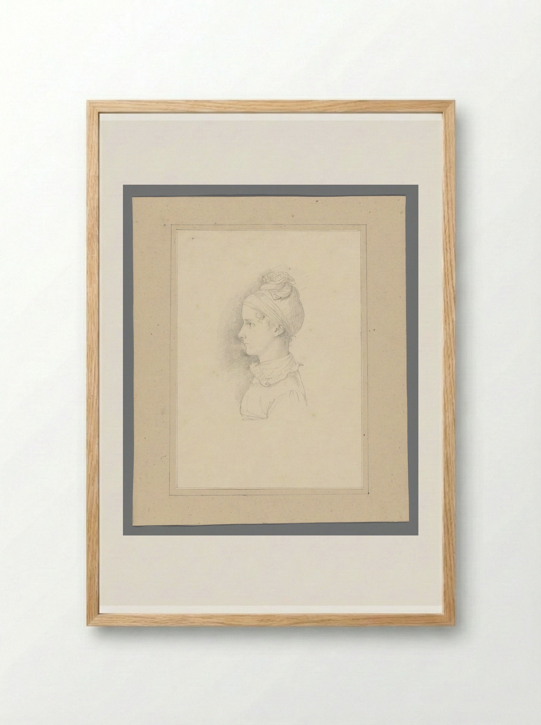 Hoofd van een meisje en profil naar links - David Pièrre Giottino Humbert de Superville - Framed Print Wood