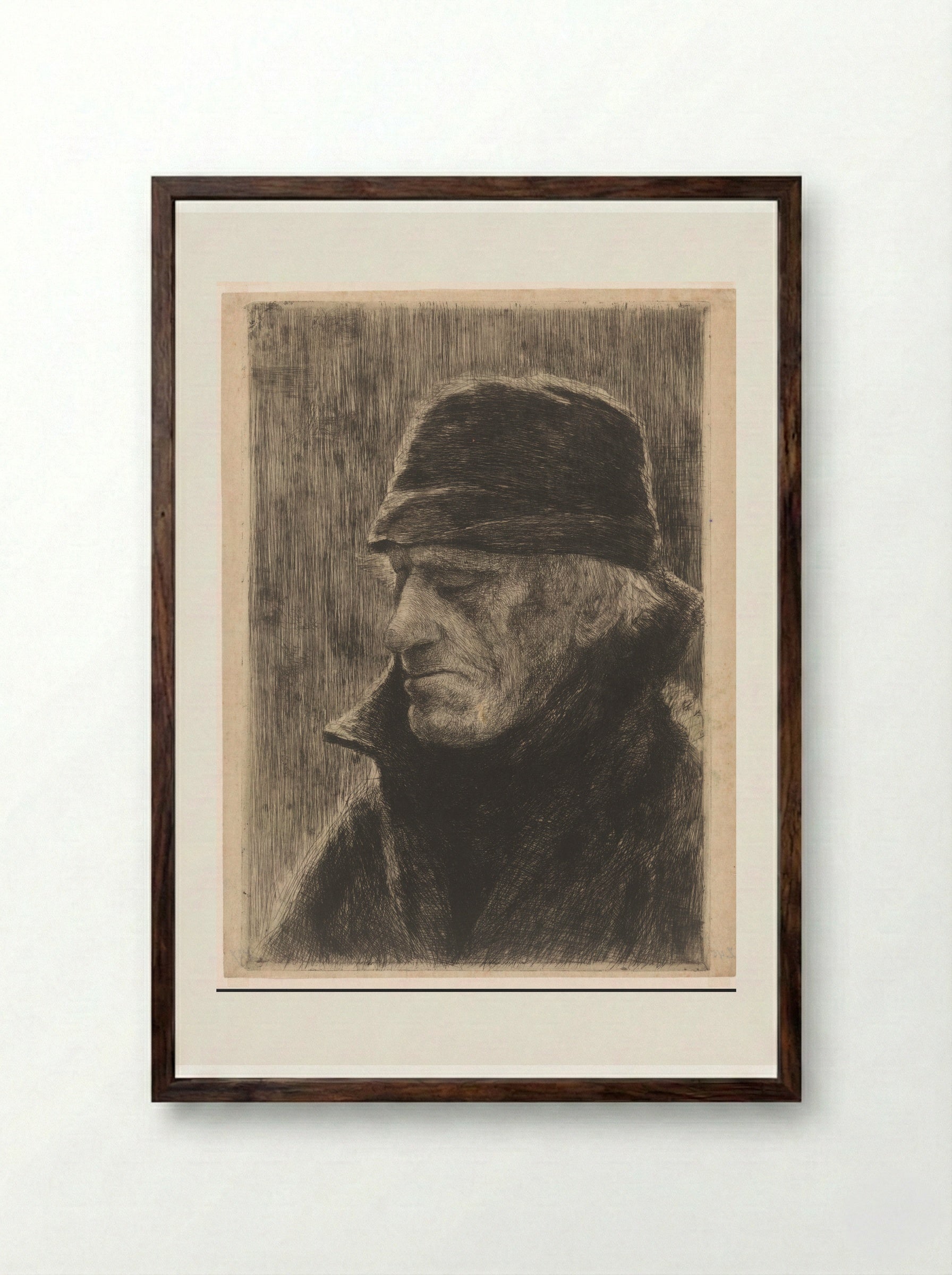 Hoofd van een oude visser - Philip Zilcken - Framed Print Dark Wood