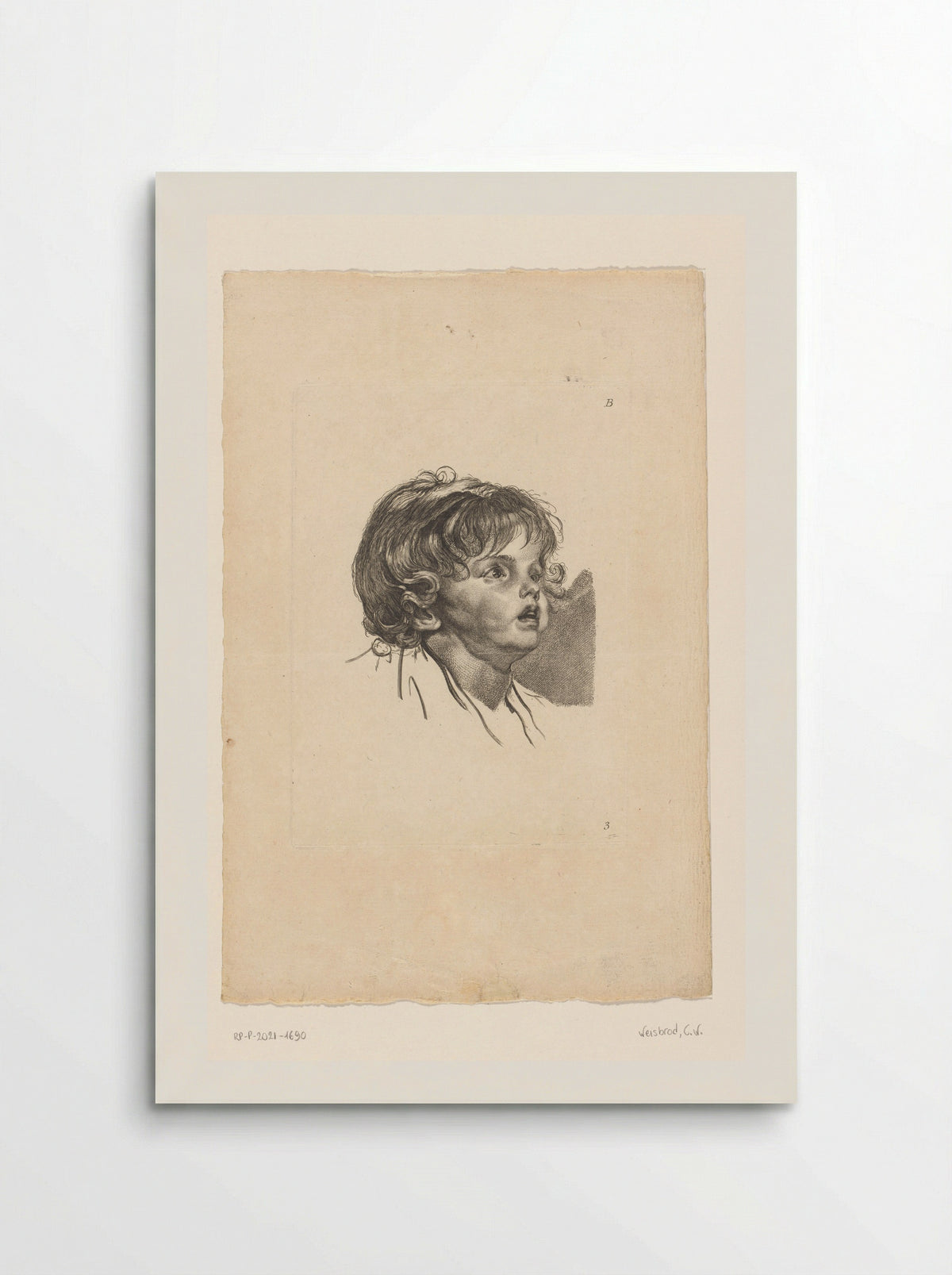 Hoofd van een peuter, omhoog kijkend - Carl Wilhelm Weisbrod - Poster