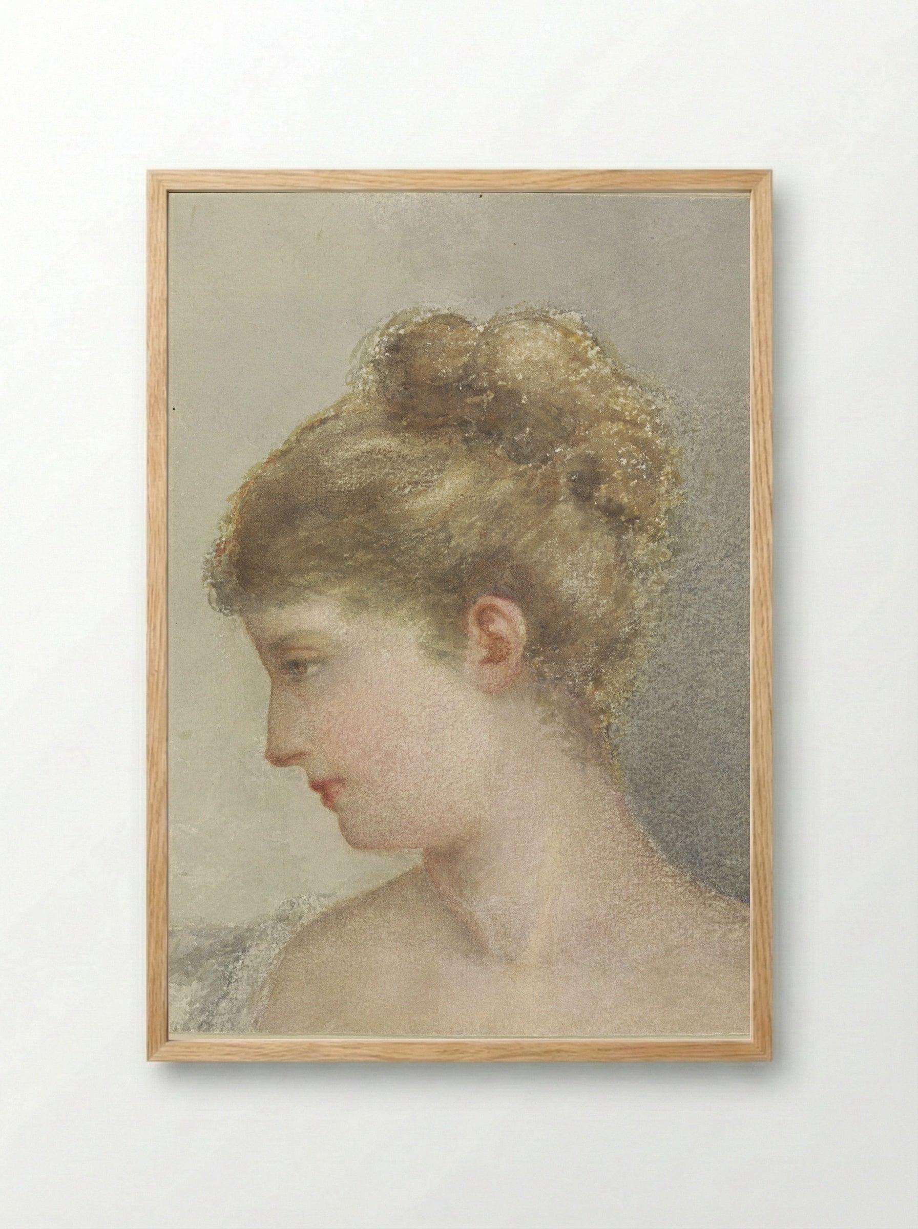 Hoofd van een vrouw, en profil naar links - Albert Martin - Framed Print Wood