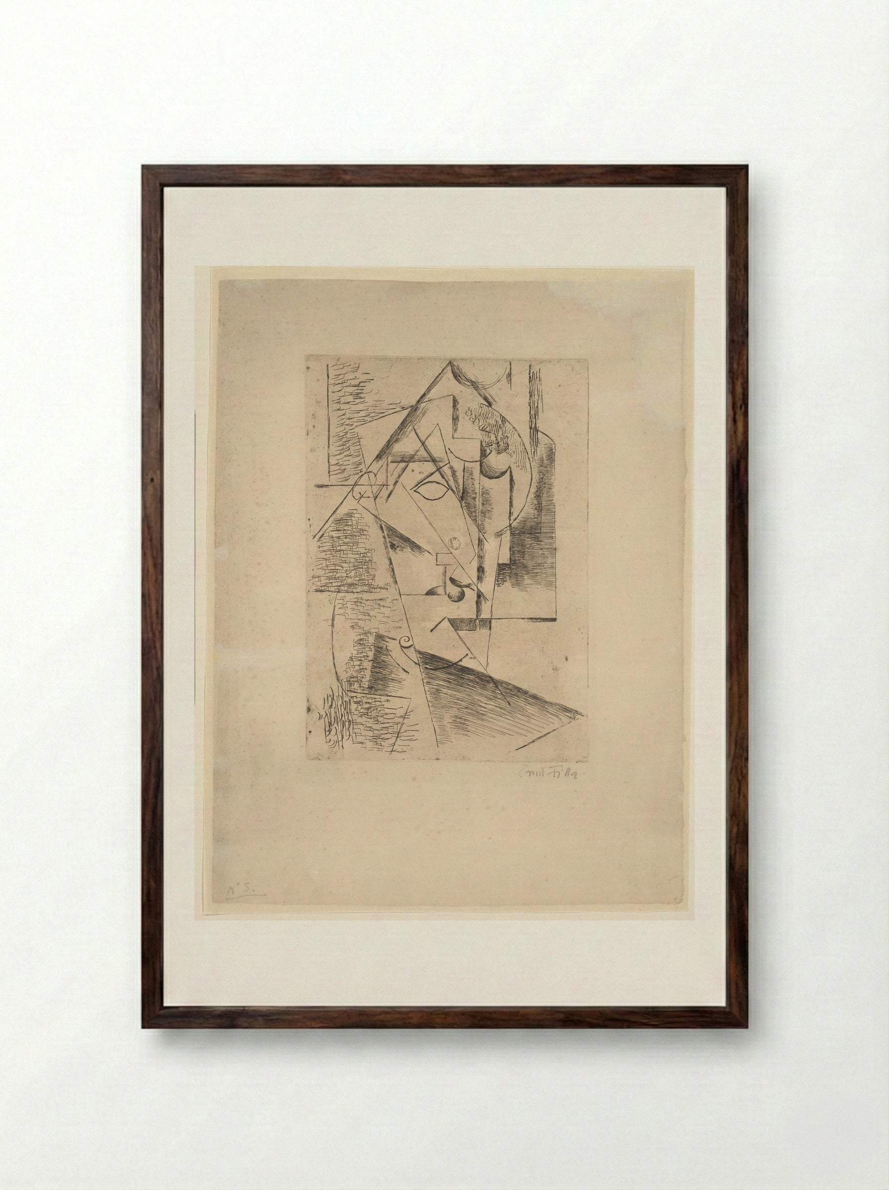 Hoofd van een vrouw - Emil Filla - Framed Print Dark Wood