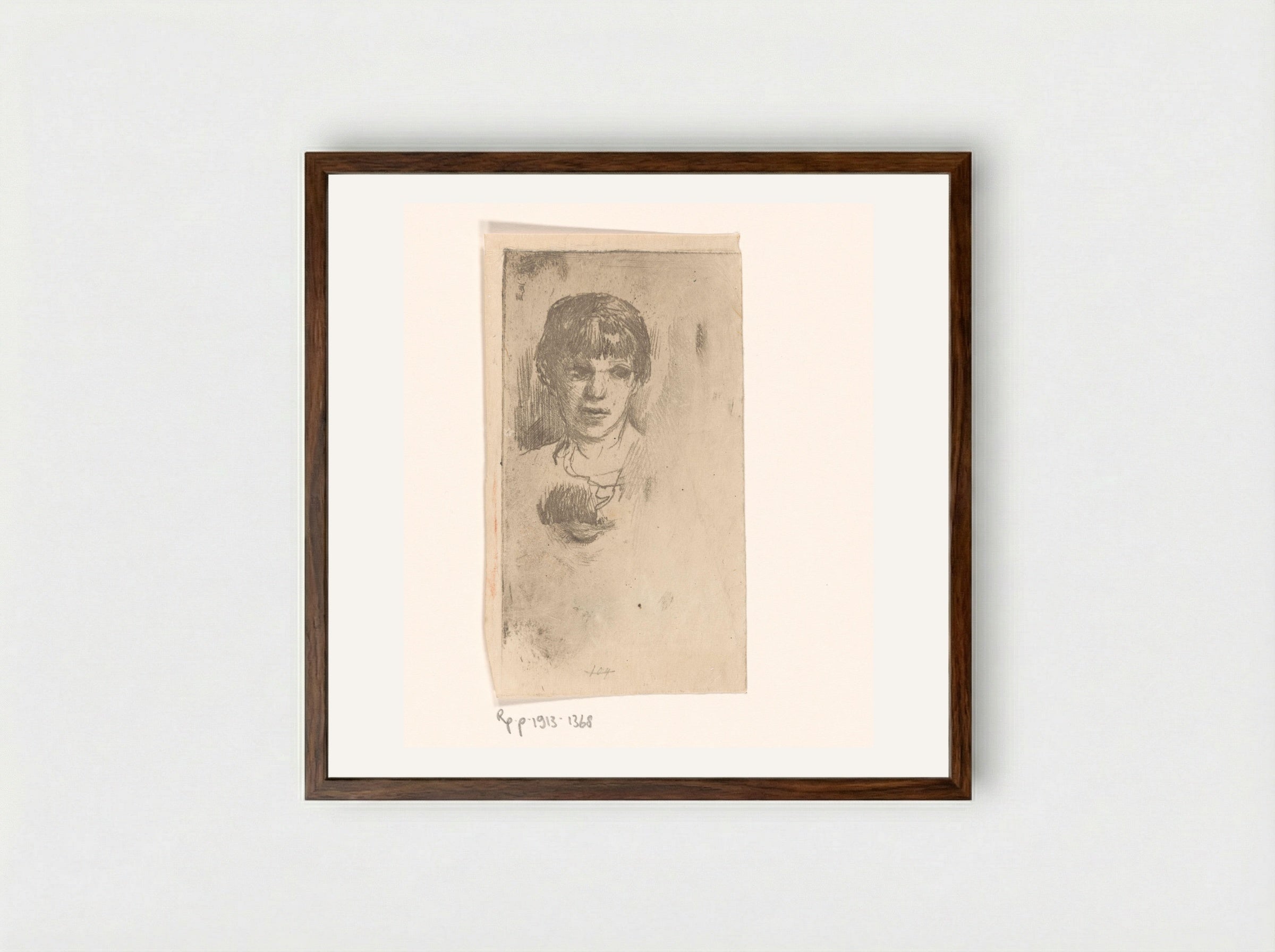Hoofd van een vrouw - Philip Zilcken - Framed Print Dark Wood