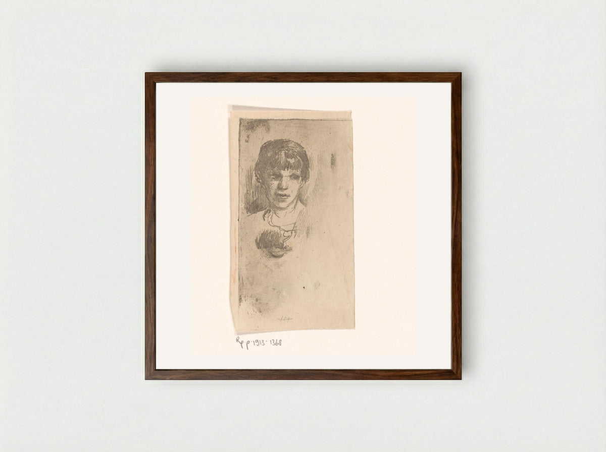 Hoofd van een vrouw - Philip Zilcken - Framed Print Dark Wood