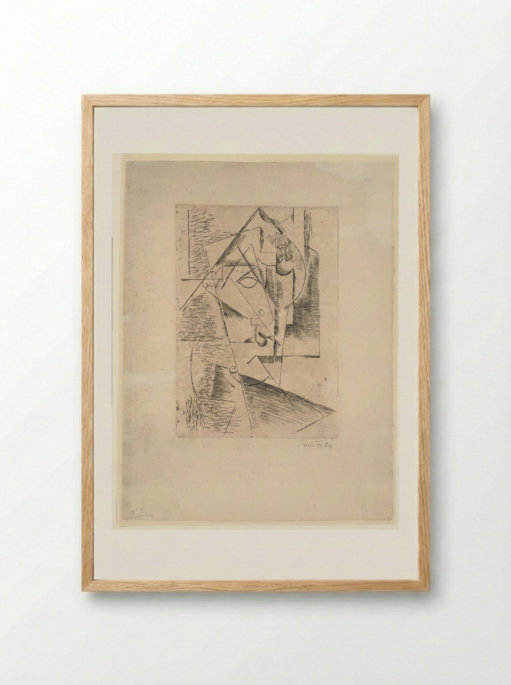 Hoofd van een vrouw - Emil Filla - Framed Print Wood