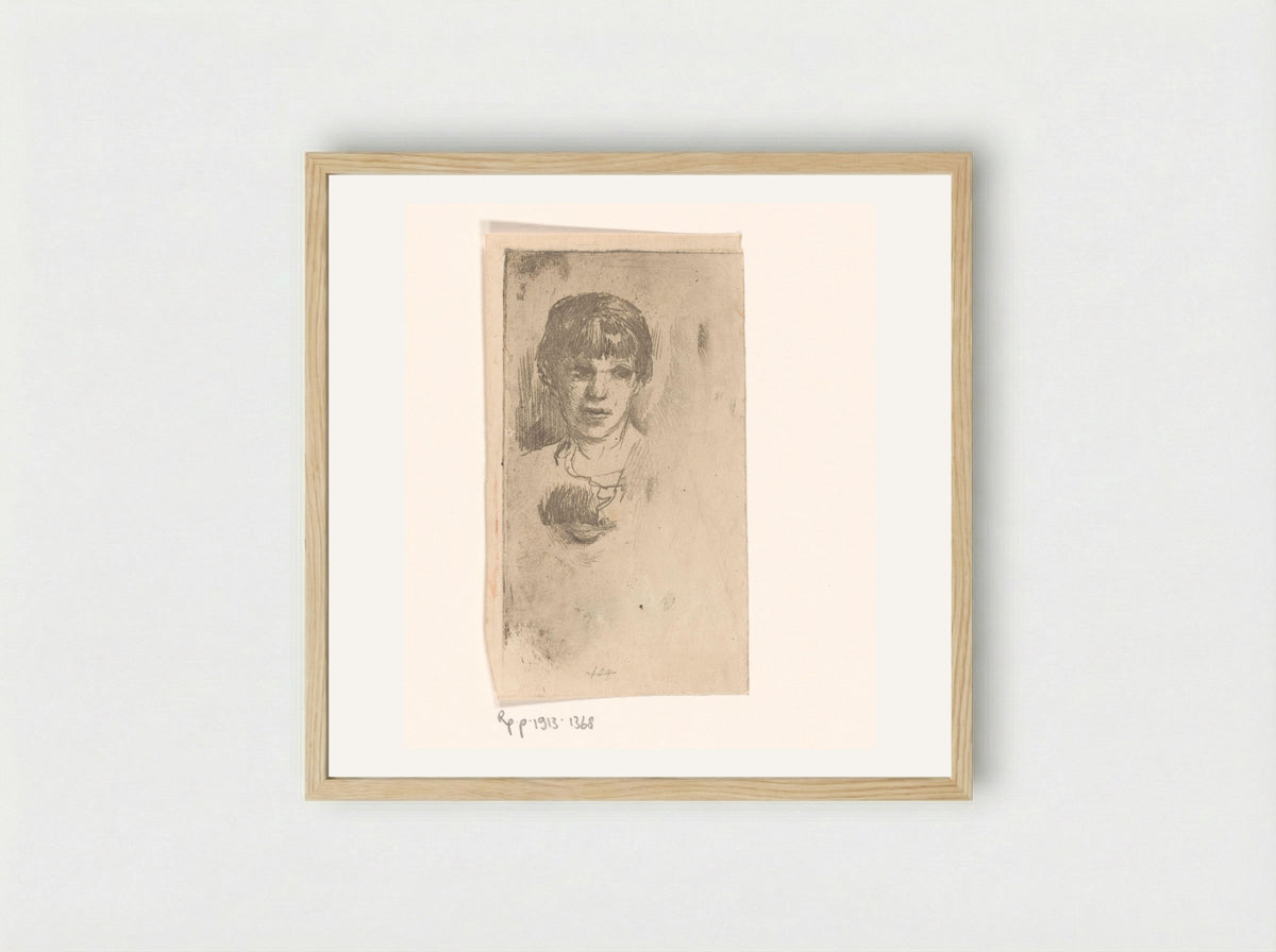 Hoofd van een vrouw - Philip Zilcken - Framed Print Wood