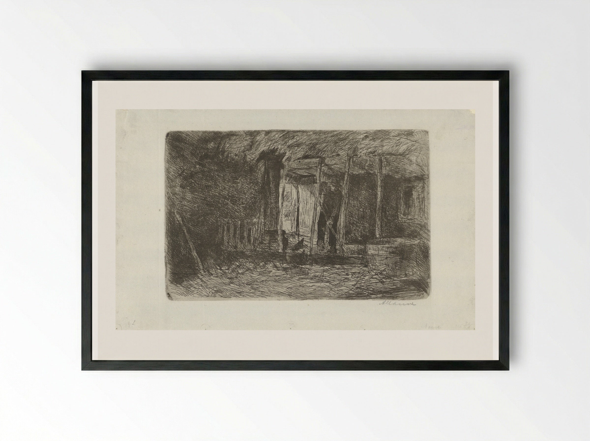 Hooischuur (Hay Barn) - Anton Mauve - Framed Print Black