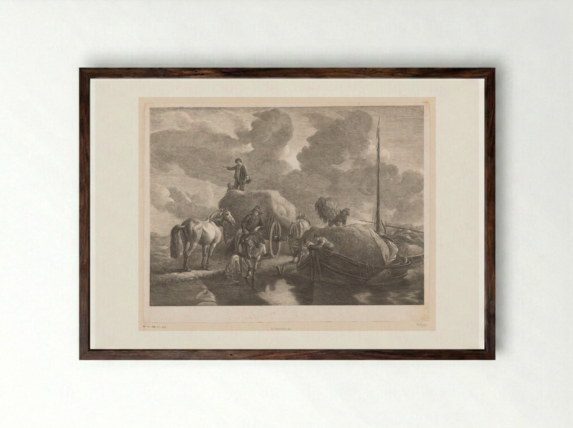 Hooitransport (Hay Transport) - Jean Moyreau - Framed Print Dark Wood