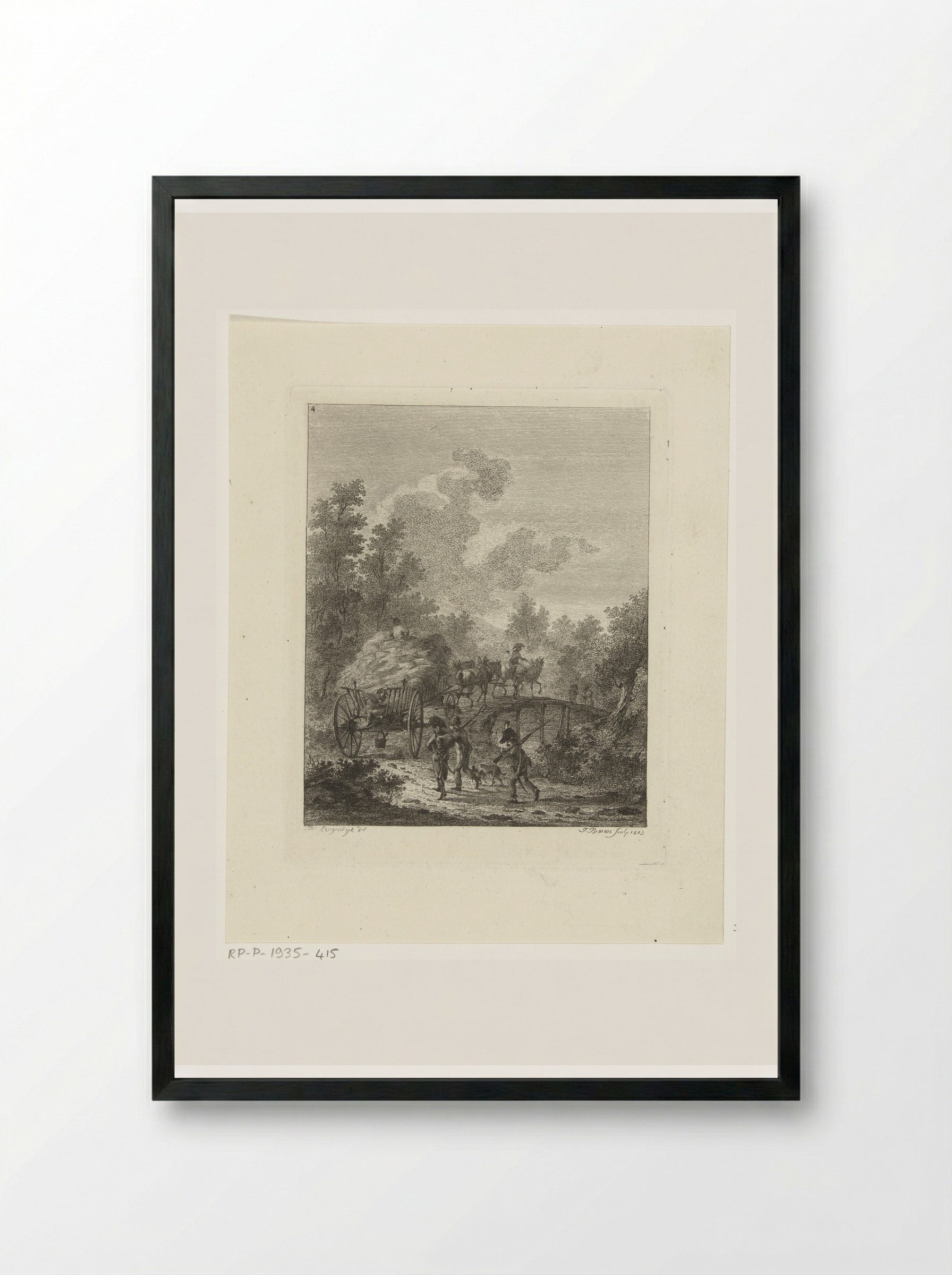 Hooiwagen die over een brug rijdt - Joannes Bemme - Framed Print Black