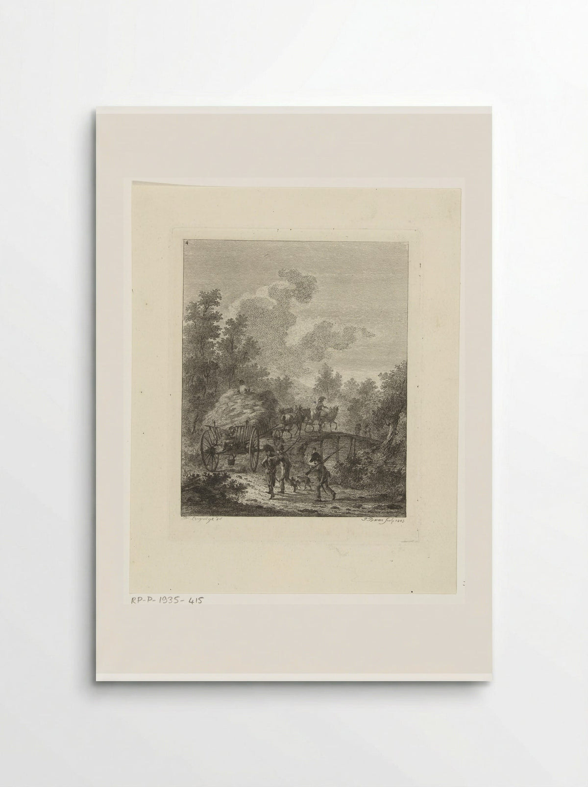 Hooiwagen die over een brug rijdt - Joannes Bemme - Poster