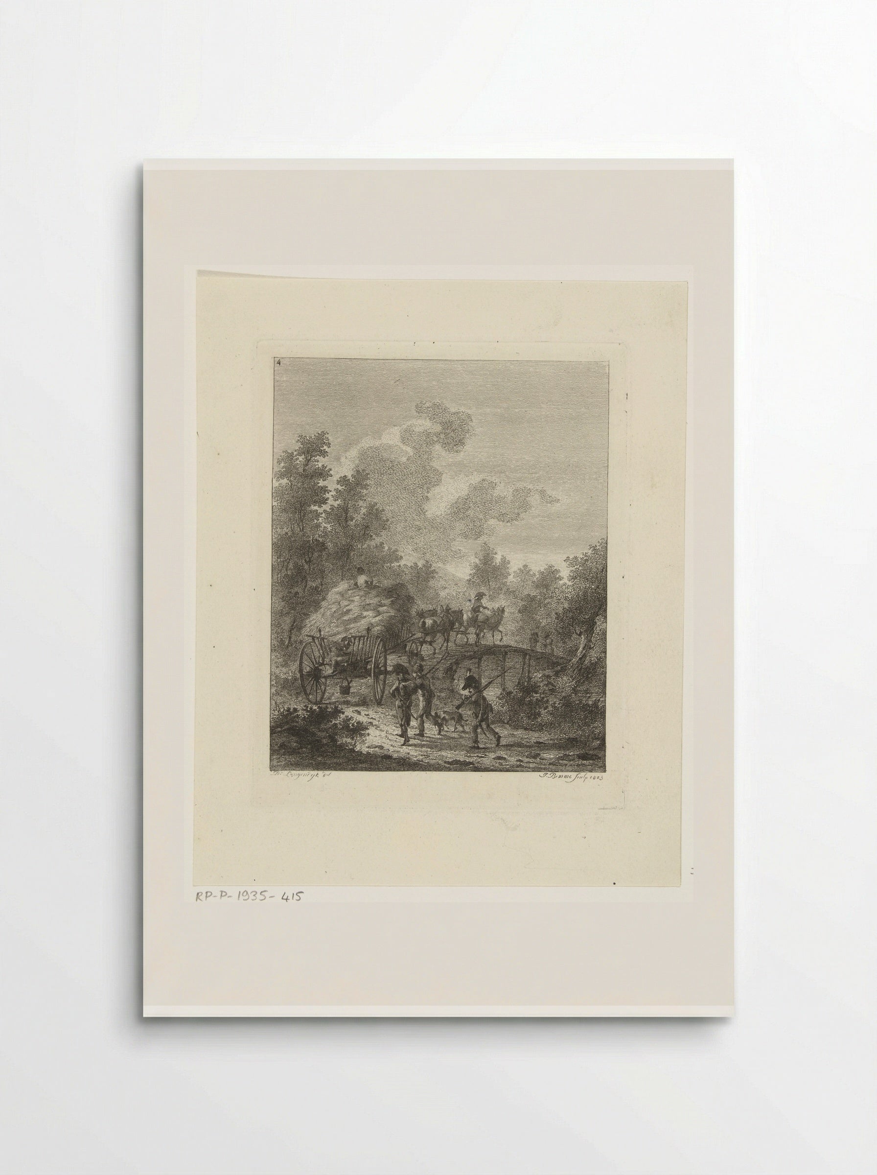 Hooiwagen die over een brug rijdt - Joannes Bemme - Poster