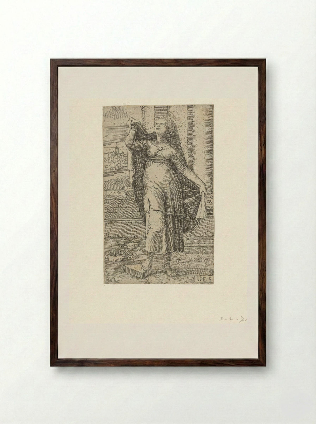 Hoop (Hope) - Cornelis Massijs - Framed Print Dark Wood