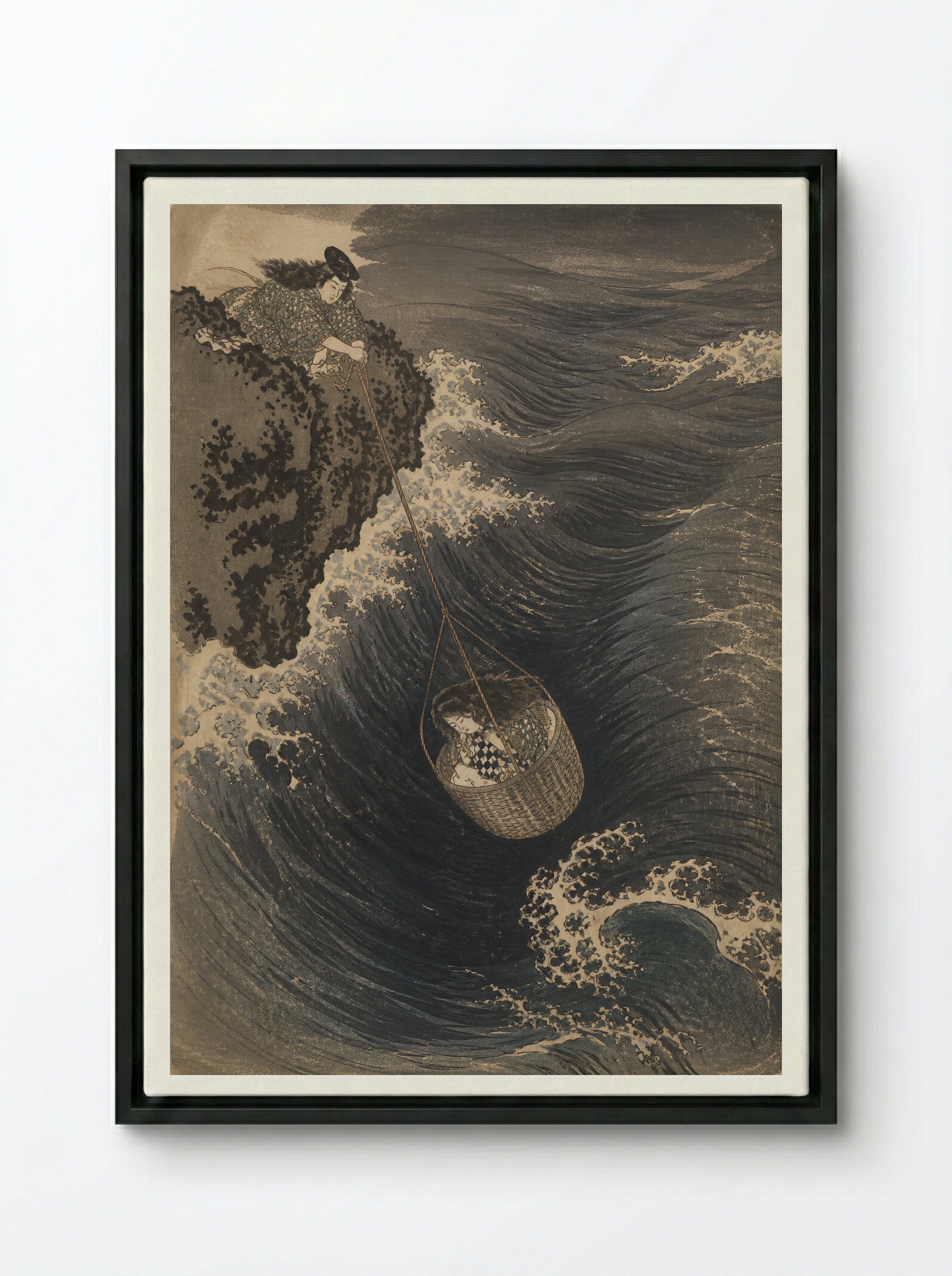 Hoori at the Sea Palace: The Hook Is Lost - Framed Canvas Black