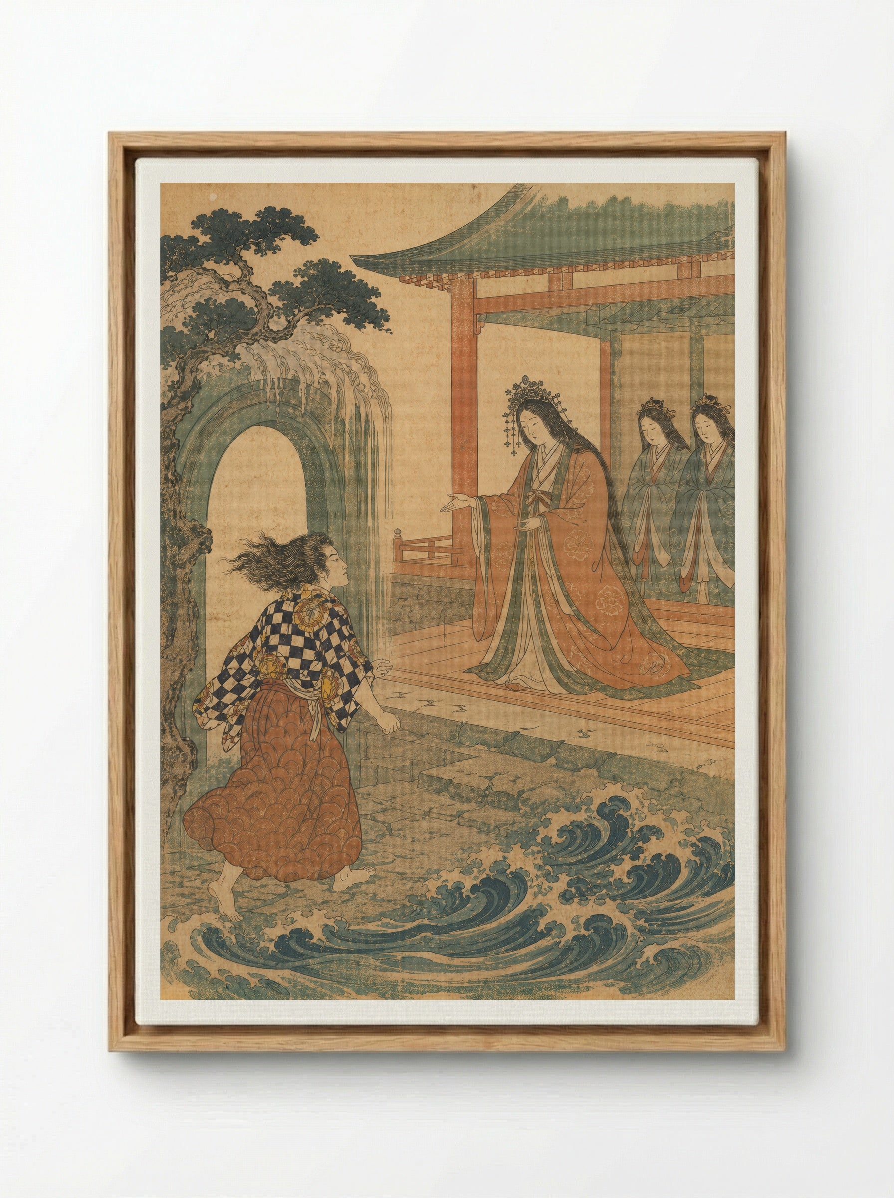 Hoori at the Sea Palace: The Palace Receives Him - Framed Canvas Wood