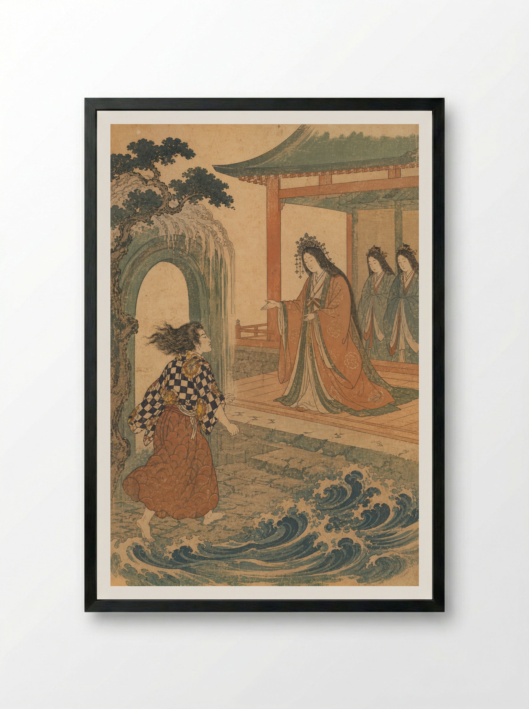 Hoori at the Sea Palace: The Palace Receives Him - Framed Print Black