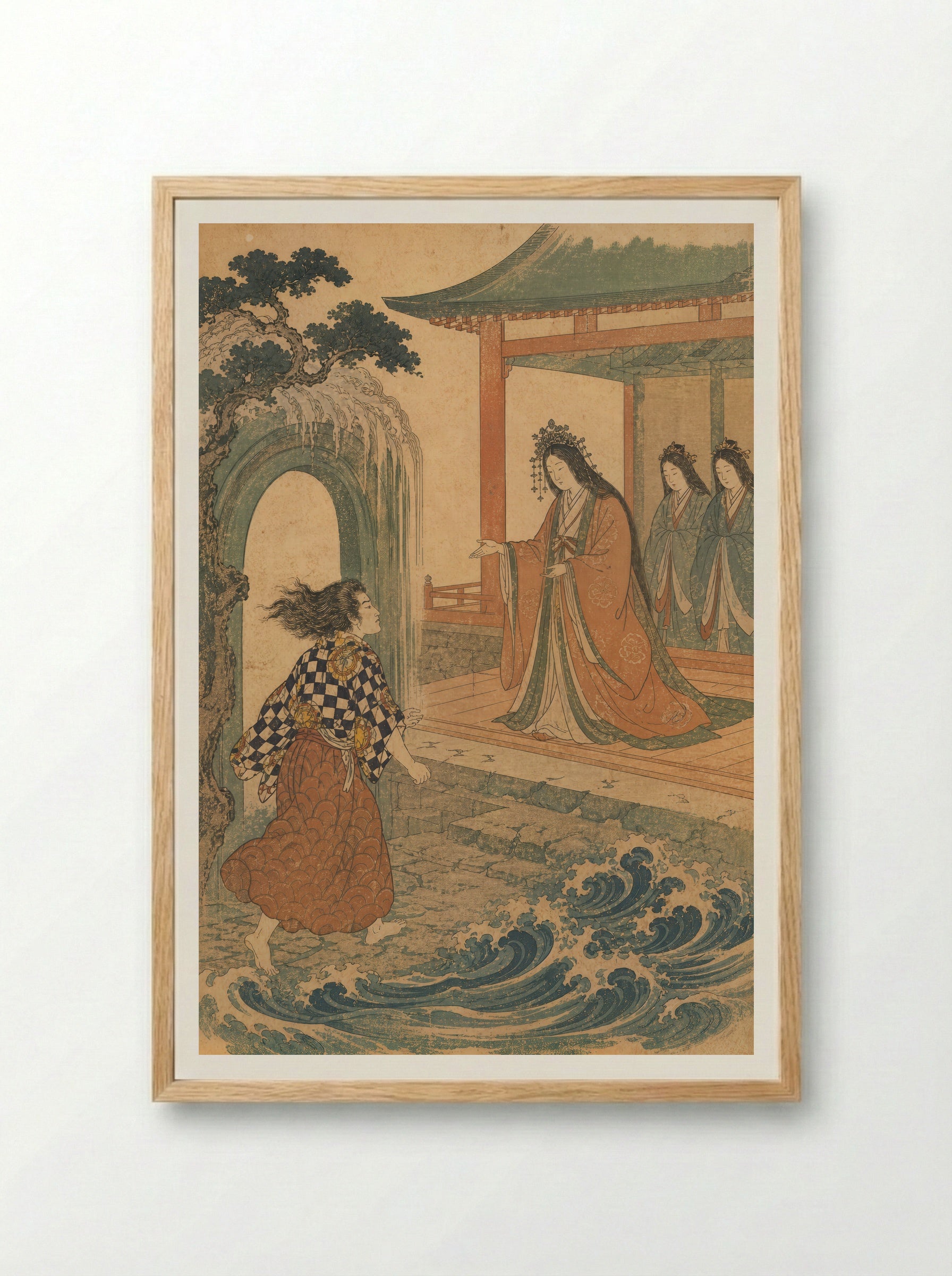 Hoori at the Sea Palace: The Palace Receives Him - Framed Print Wood
