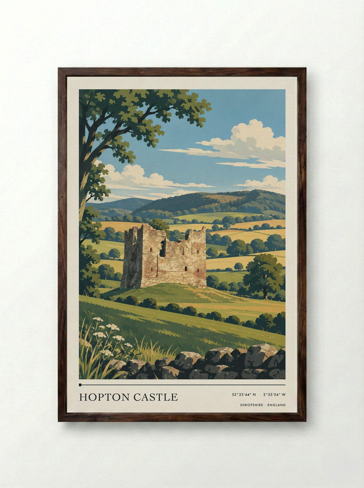 Hopton Castle, Shropshire | Travel Poster - Framed Print Dark Wood