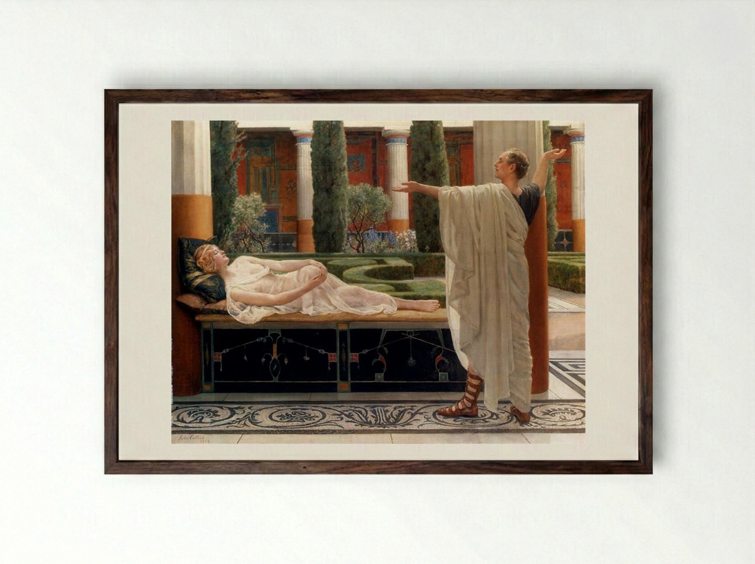 Horace and Lydia - John Collier - Framed Print Dark Wood
