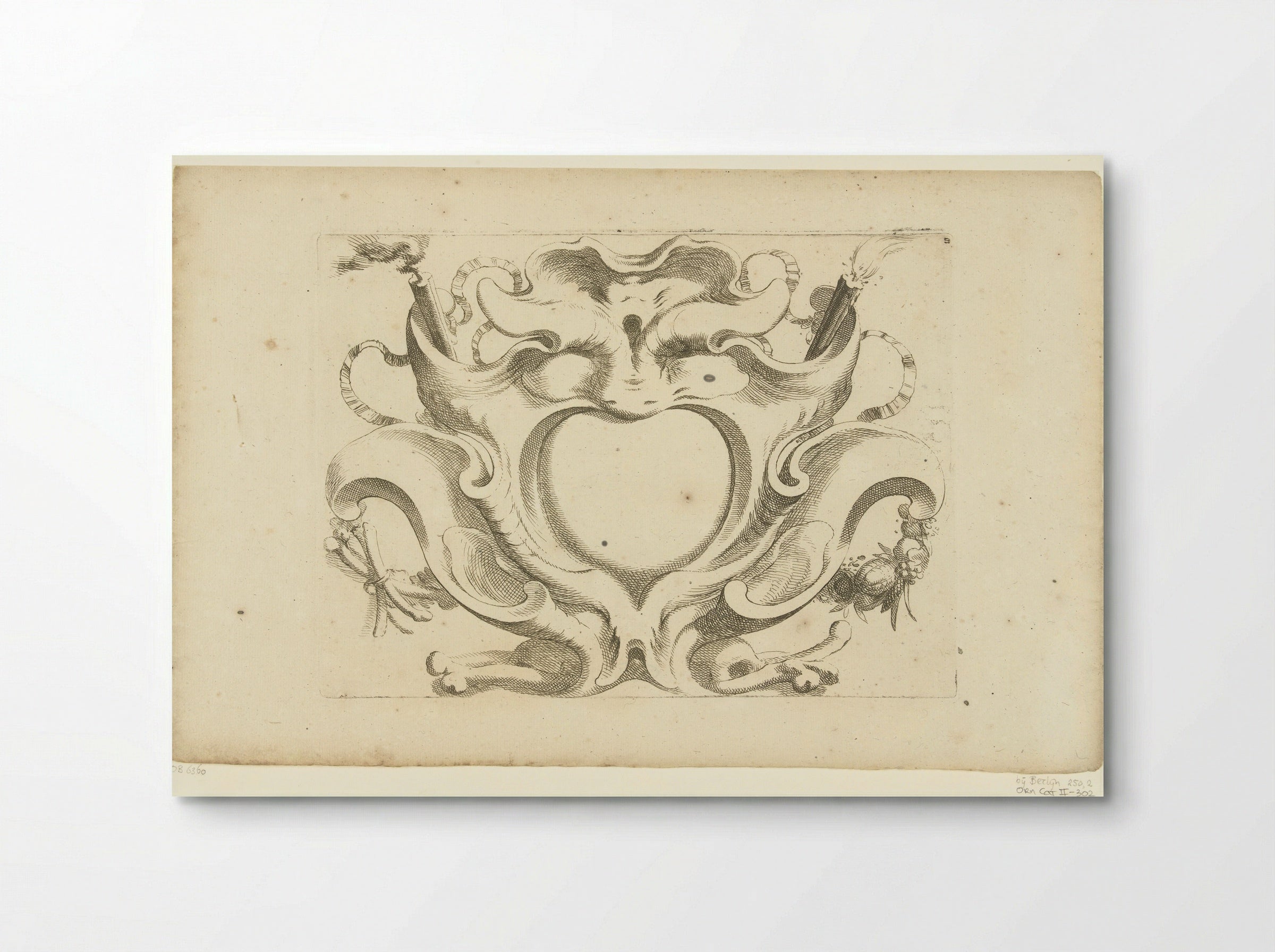 Horizontale kwabcartouche met masker - Johannes Lutma - Poster