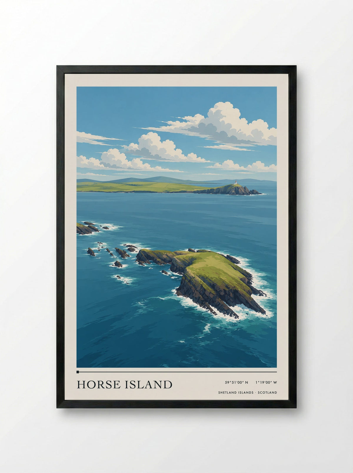 Horse Island, Shetland Islands | Travel Poster - Framed Print Black