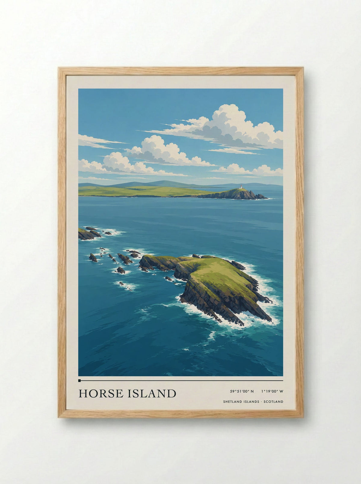 Horse Island, Shetland Islands | Travel Poster - Framed Print Wood