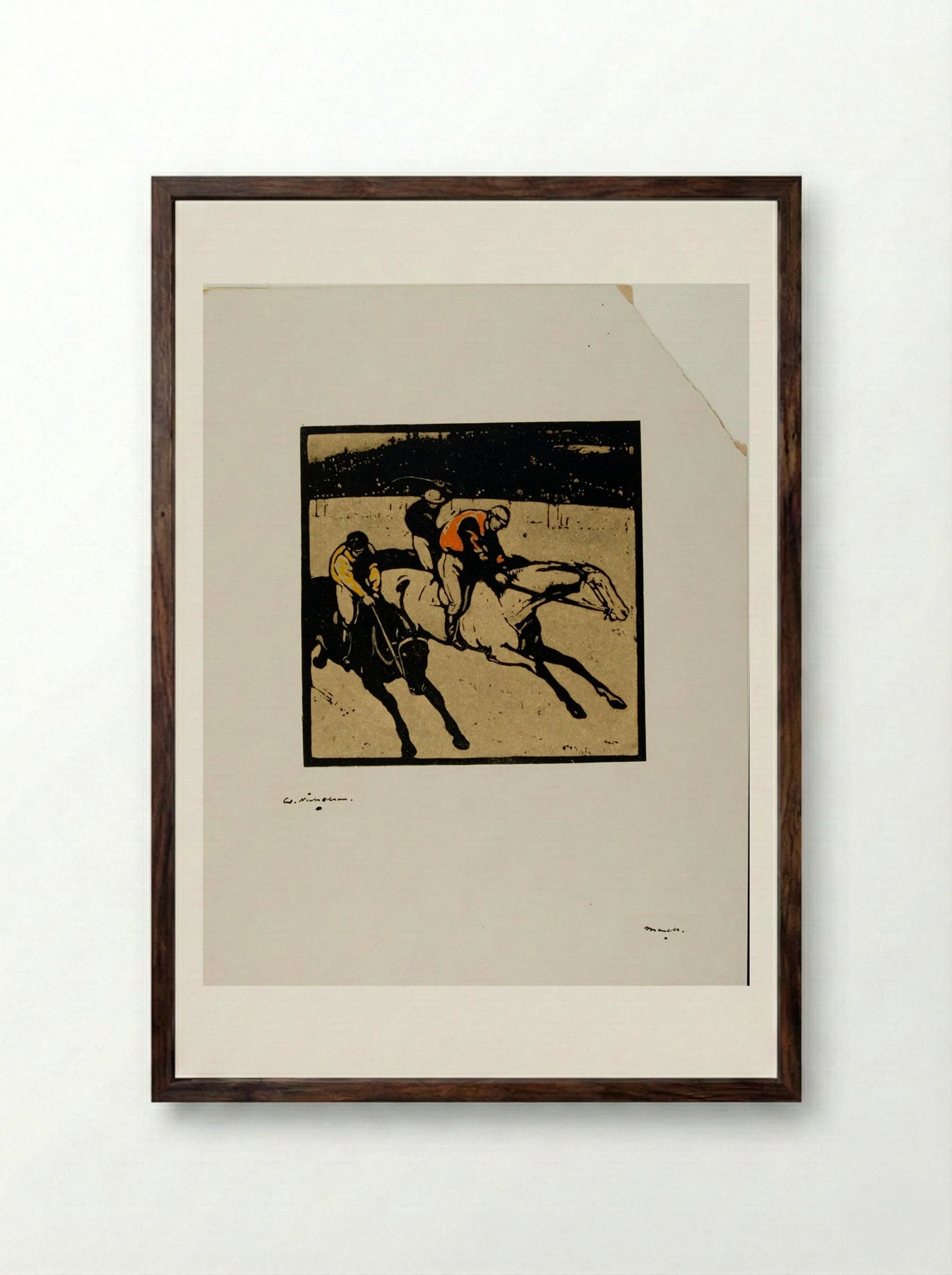 Horse Race - William Nicholson - Framed Print Dark Wood