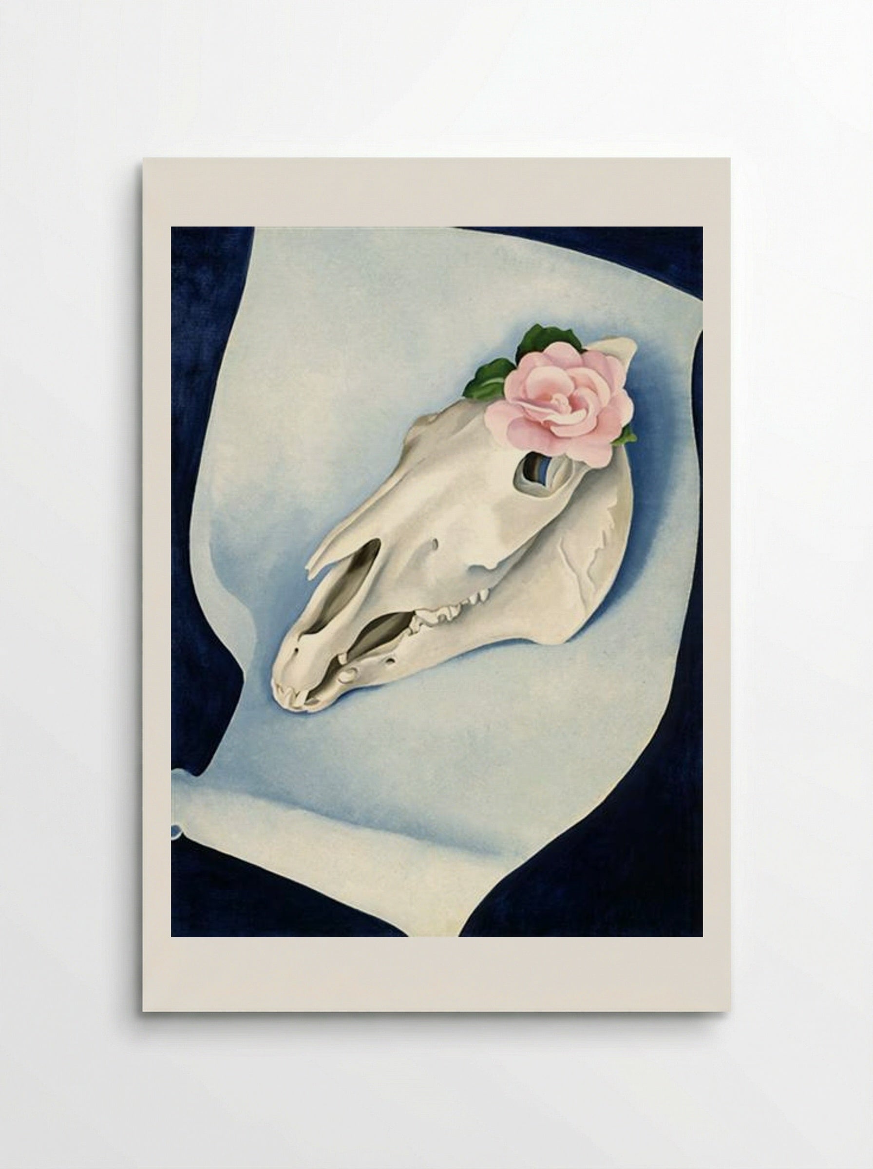 Horse's Skull with Pink Rose - Georgia O'Keeffe - Poster