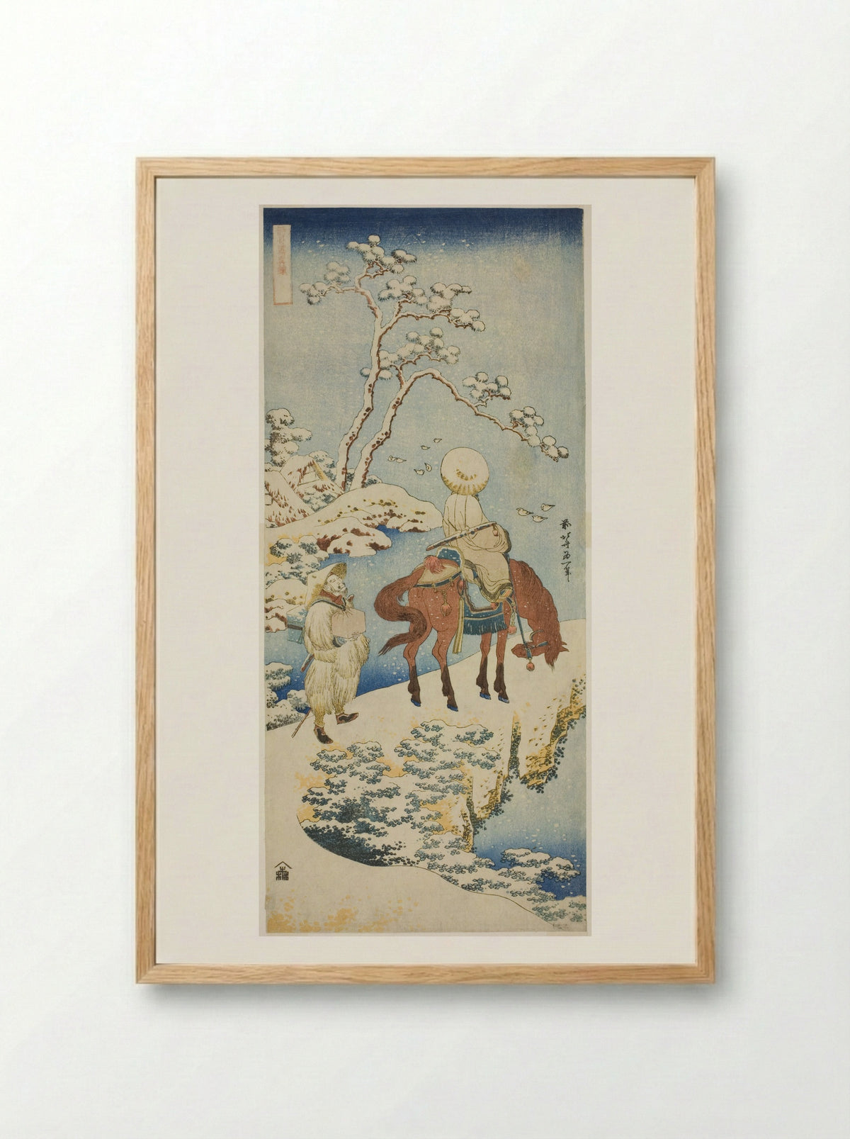 Horseman in Snow - Katsushika Hokusai - Framed Print Wood