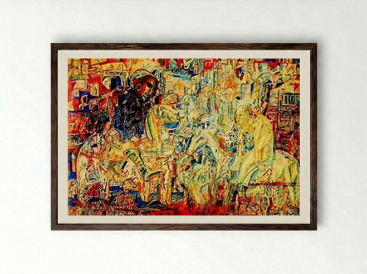 Horsemen - Pavel Filonov - Framed Print Dark Wood