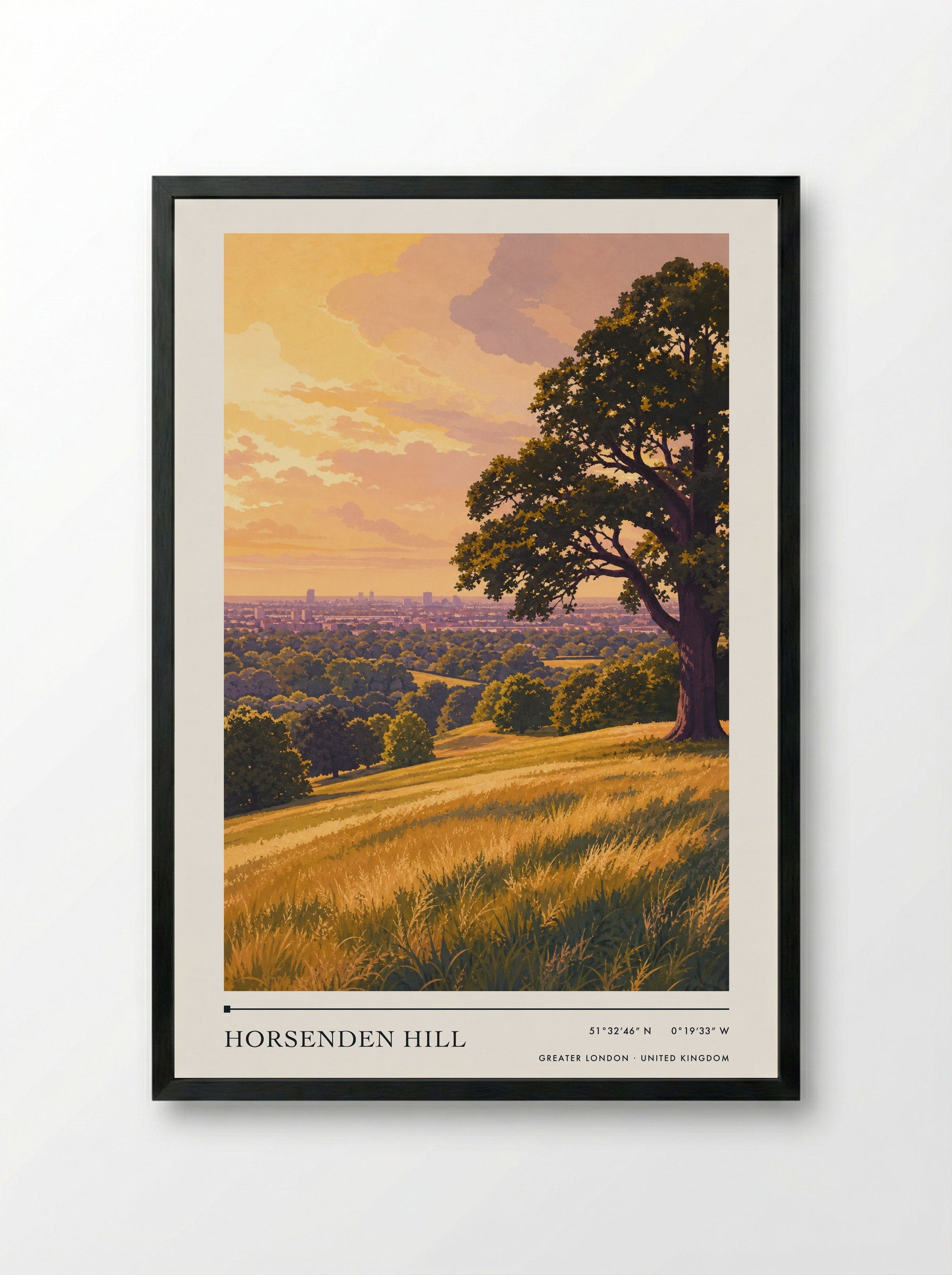 Horsenden Hill Greater London United Kingdom Travel Poster - Framed Print Black