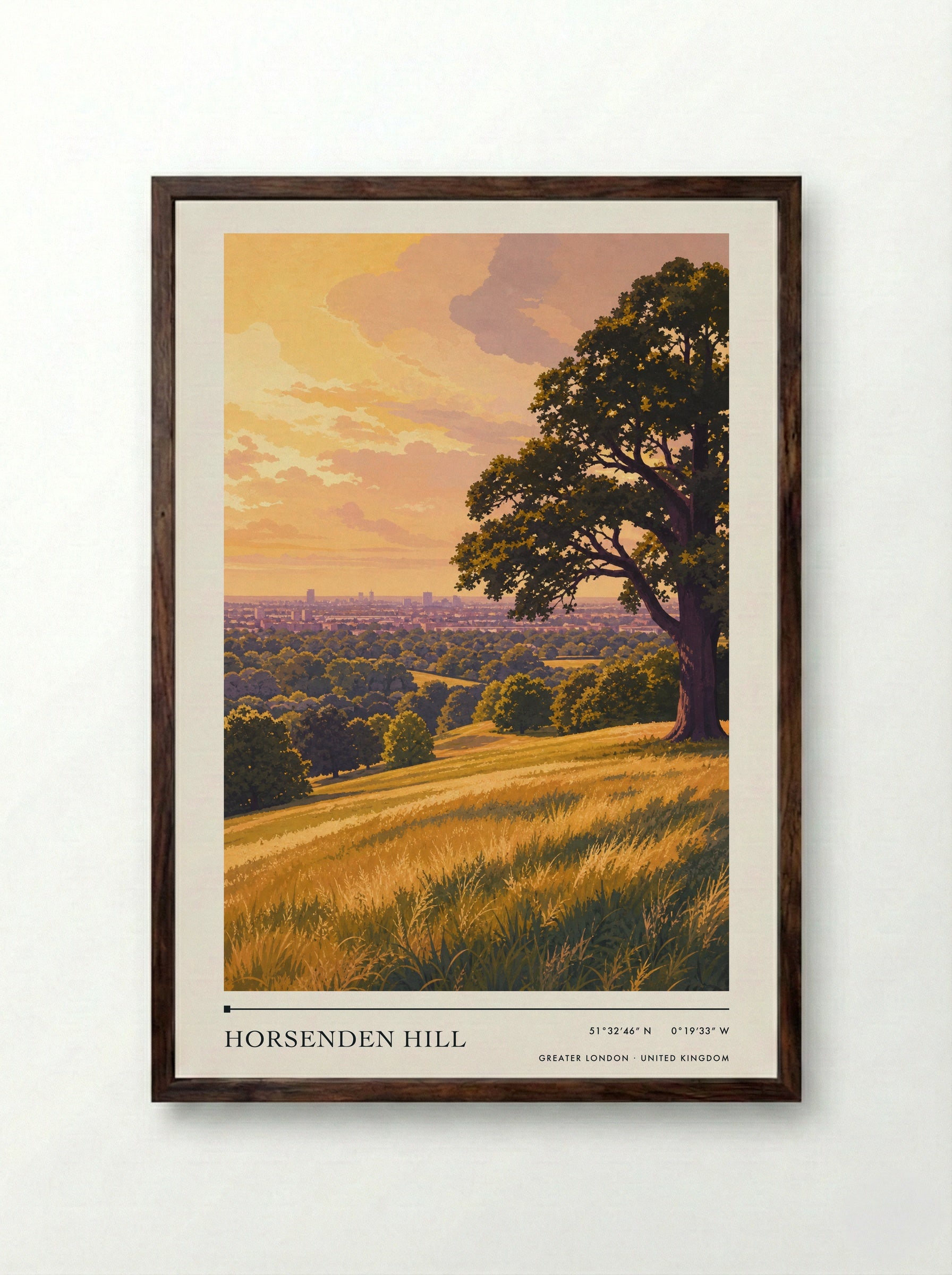 Horsenden Hill Greater London United Kingdom Travel Poster - Framed Print Dark Wood