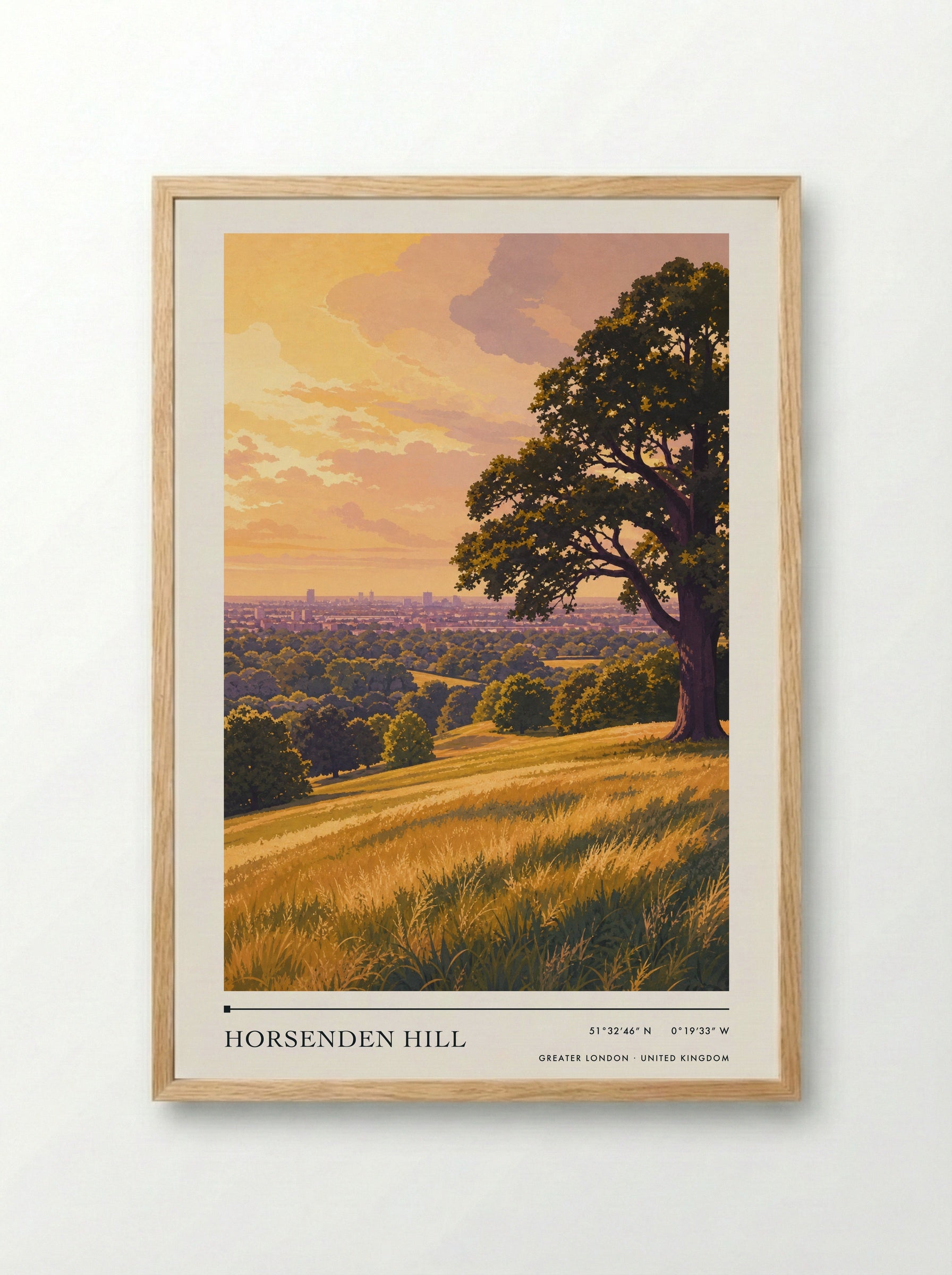 Horsenden Hill Greater London United Kingdom Travel Poster - Framed Print Wood