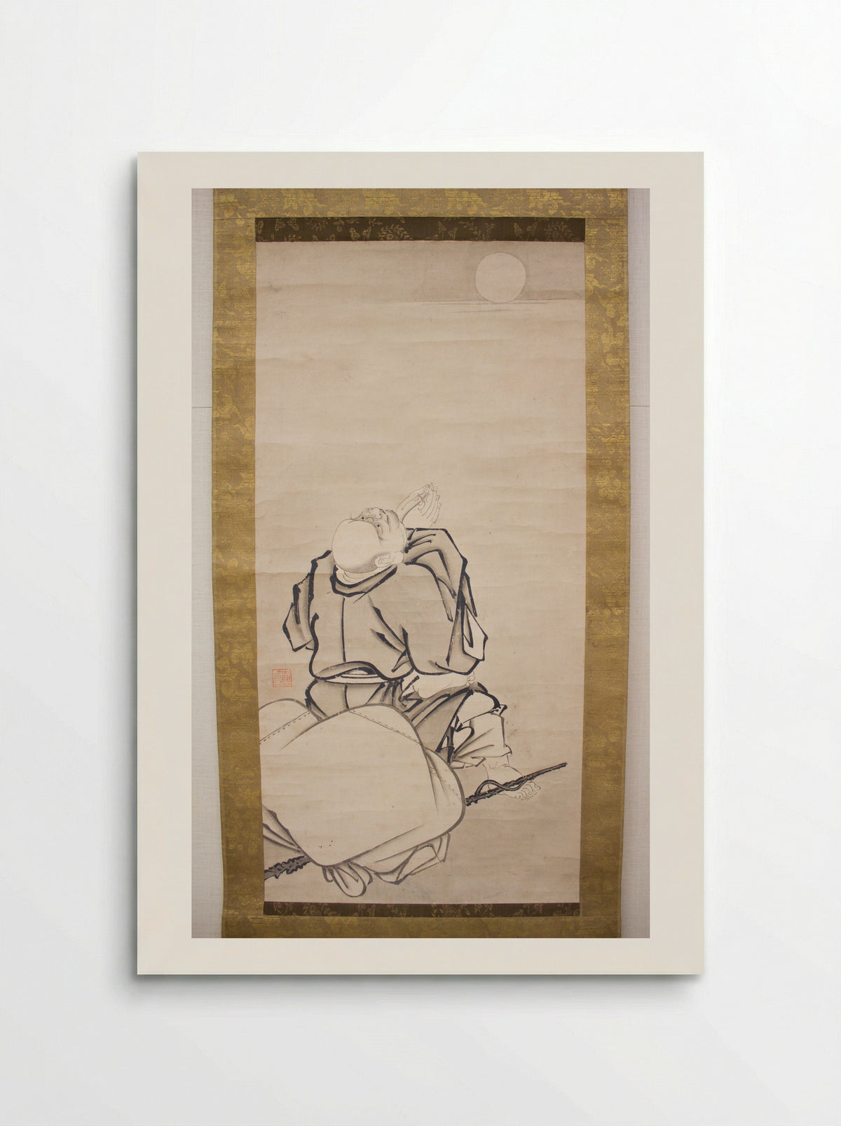 Hotei Admiring the Moon - Ikei Shūtoku - Poster