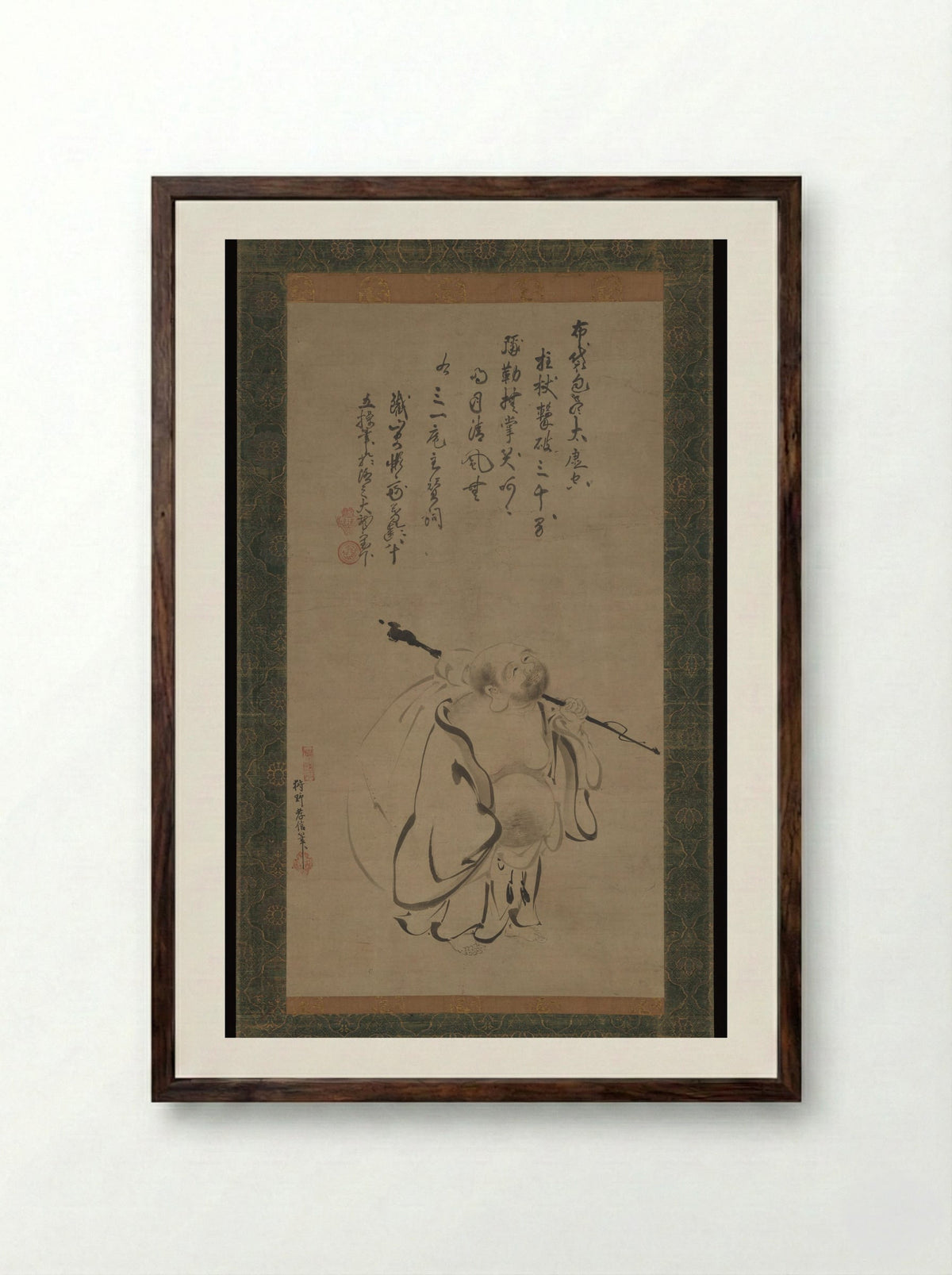 Hotei - Kano Takanobu - Framed Print Dark Wood