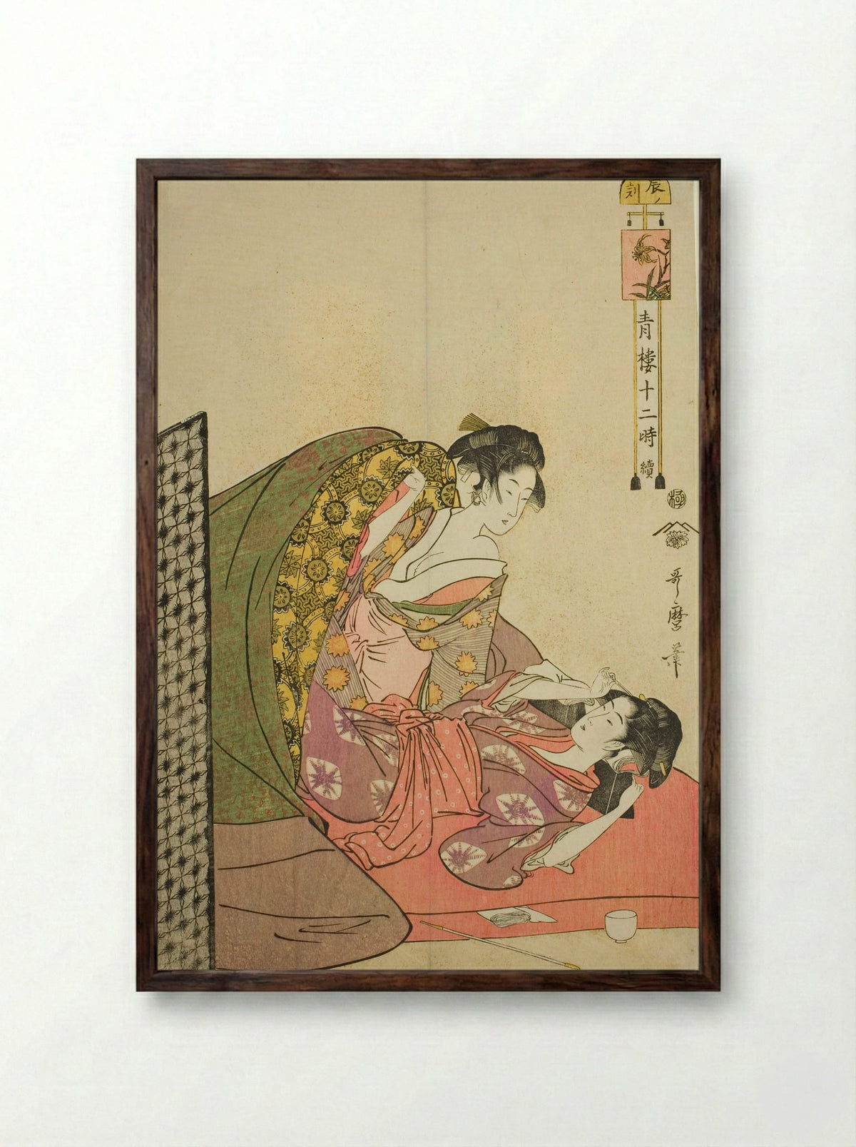 Hour of the Dragon - Kitagawa Utamaro - Framed Print Dark Wood
