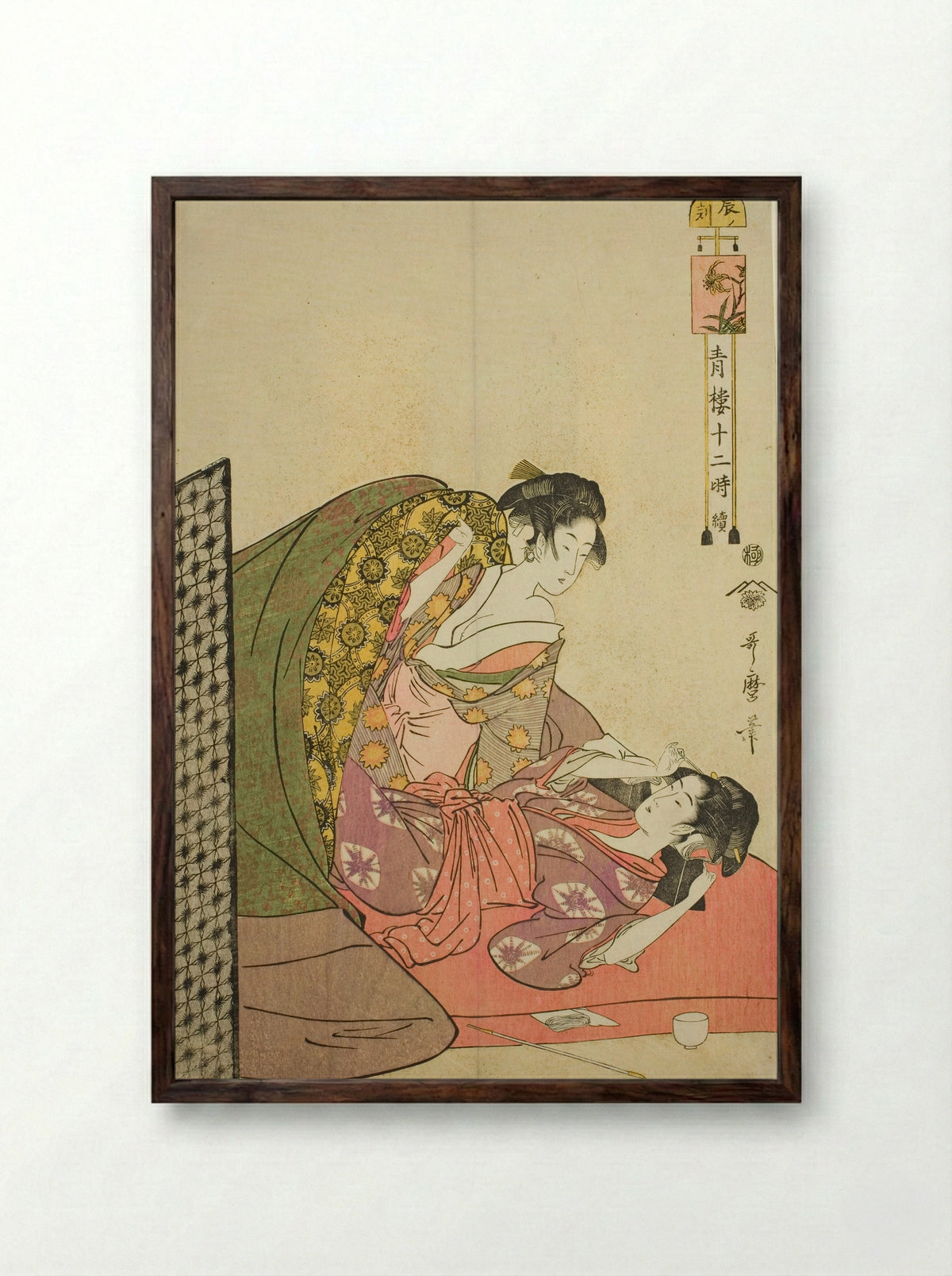 Hour of the Dragon - Kitagawa Utamaro - Framed Print Dark Wood