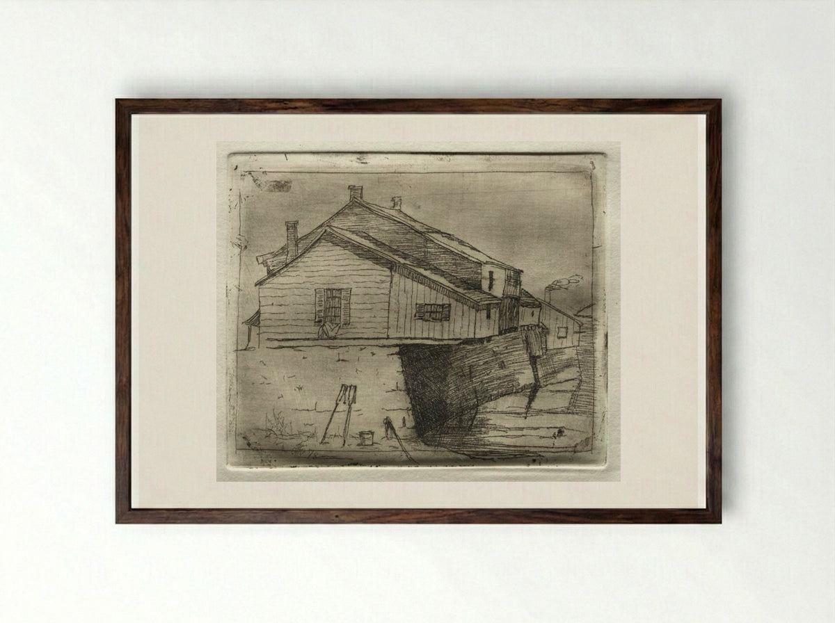 House Over Water - Otto H. Bacher - Framed Print Dark Wood