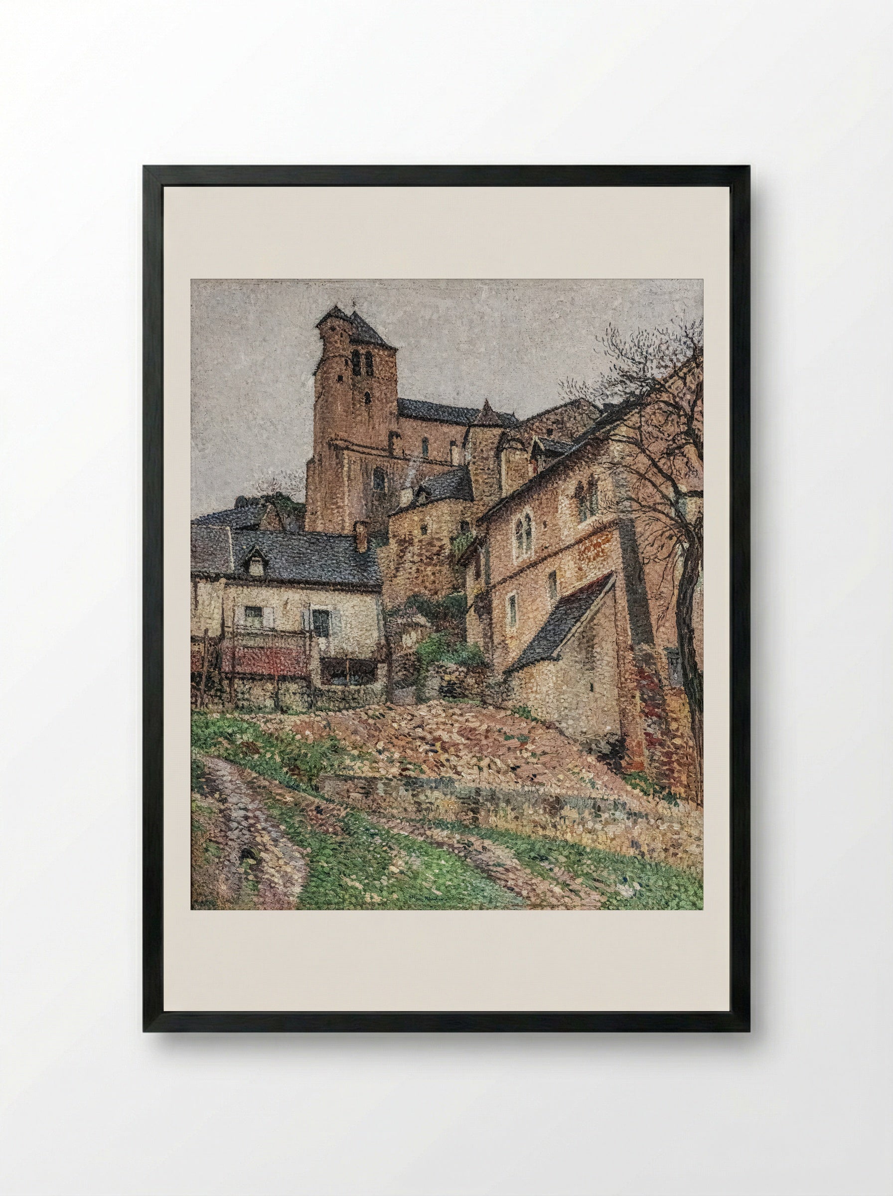 House and Garden at Saint-Cirq-Lapopie - Henri Martin - Framed Print Black