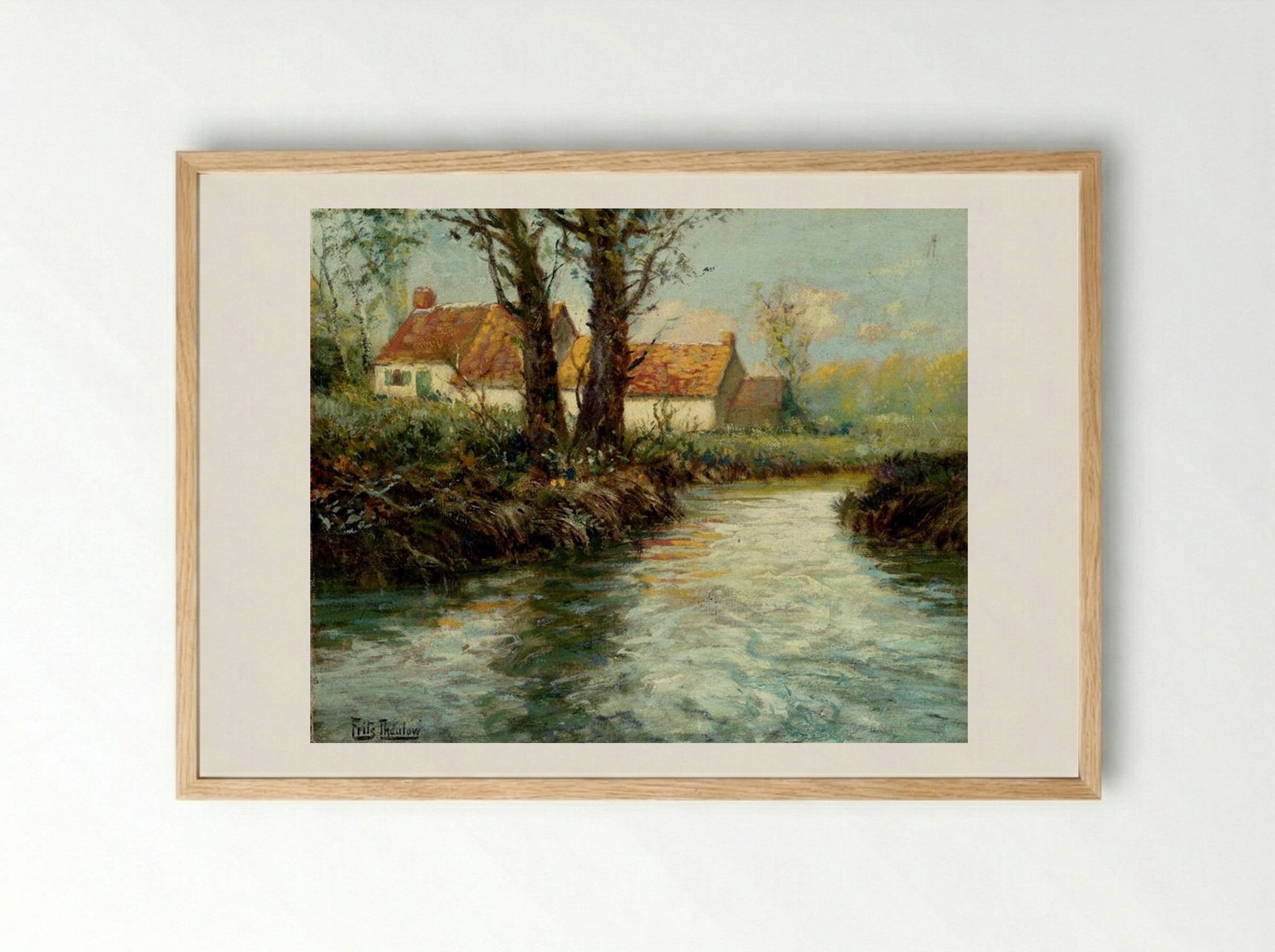 House by the Water's Edge - Frits Thaulow - Framed Print Wood
